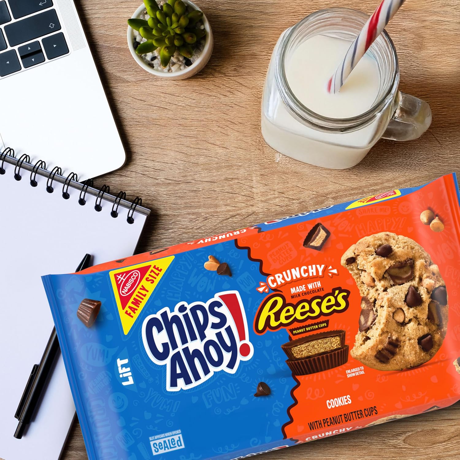 CHIPS AHOY! Reese’s Peanut Butter Cup Chocolate Chip Cookies, Family Size, 14.25 oz