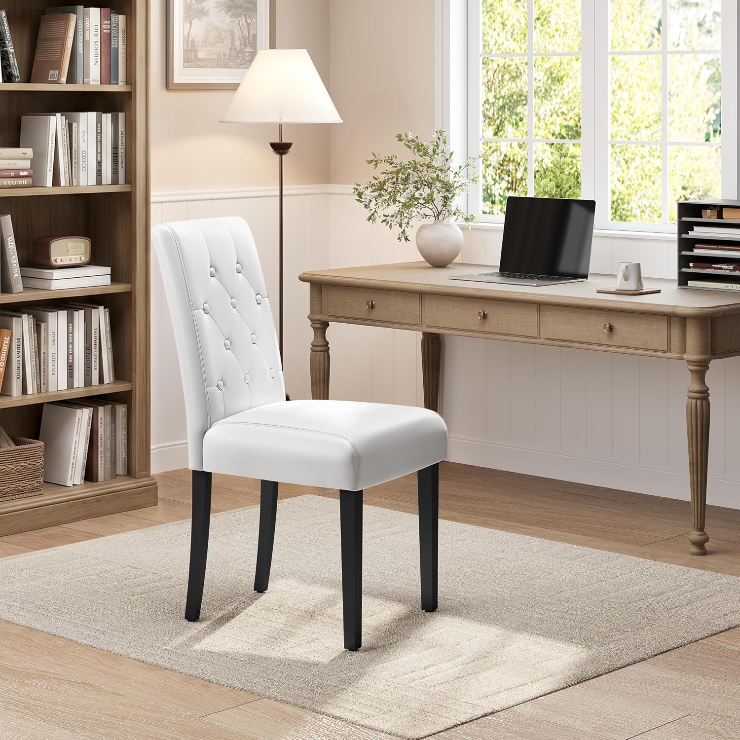 Yaheetech Dining Chairs Set of 2 Button Tufted Kitchen Chairs Brown