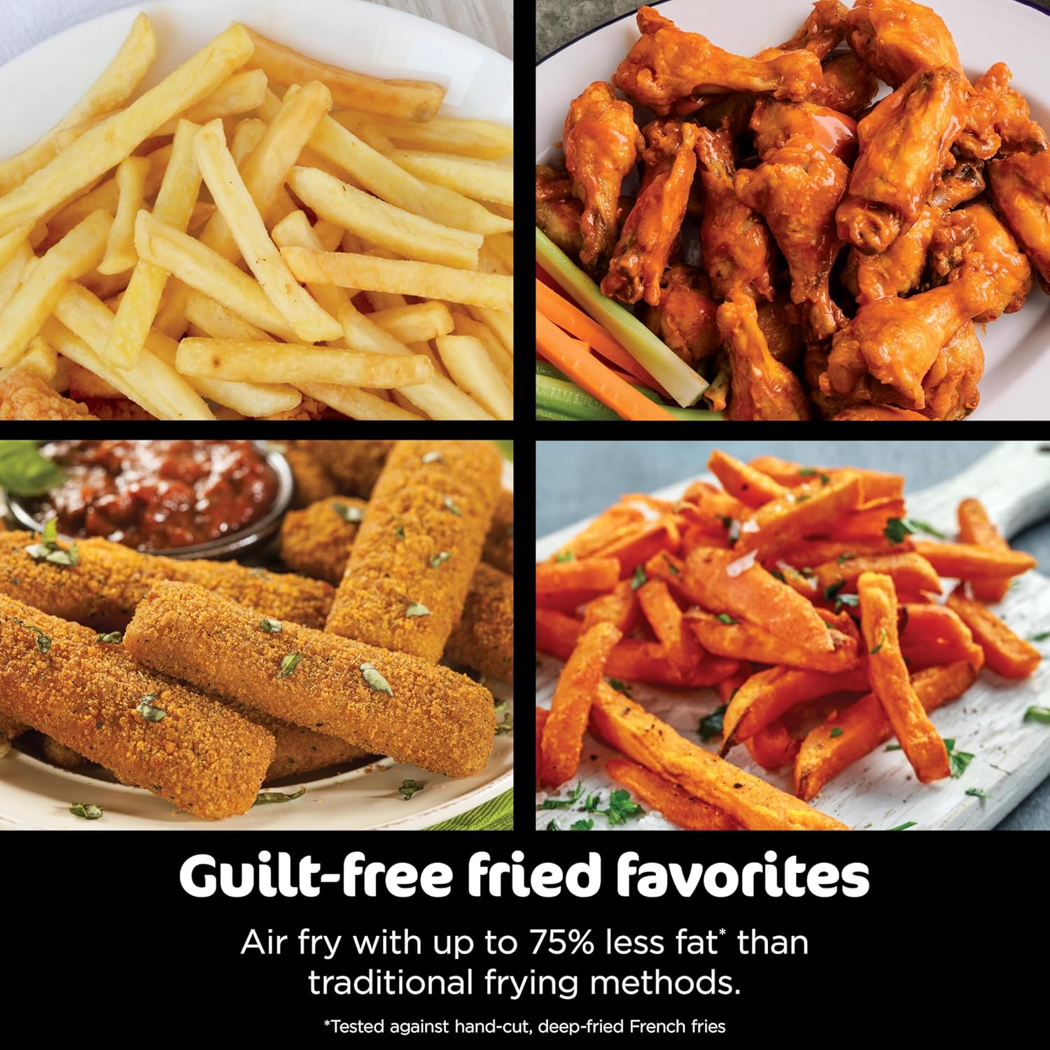 Ninja Foodi Air Fryer, 7 Qt MegaZone, 6-in-1, Black, DZ071 | Air fry, roast, broil, bake, reheat, dehydrate, 450F max, 2x3.5 Qt baskets, Smart Finish