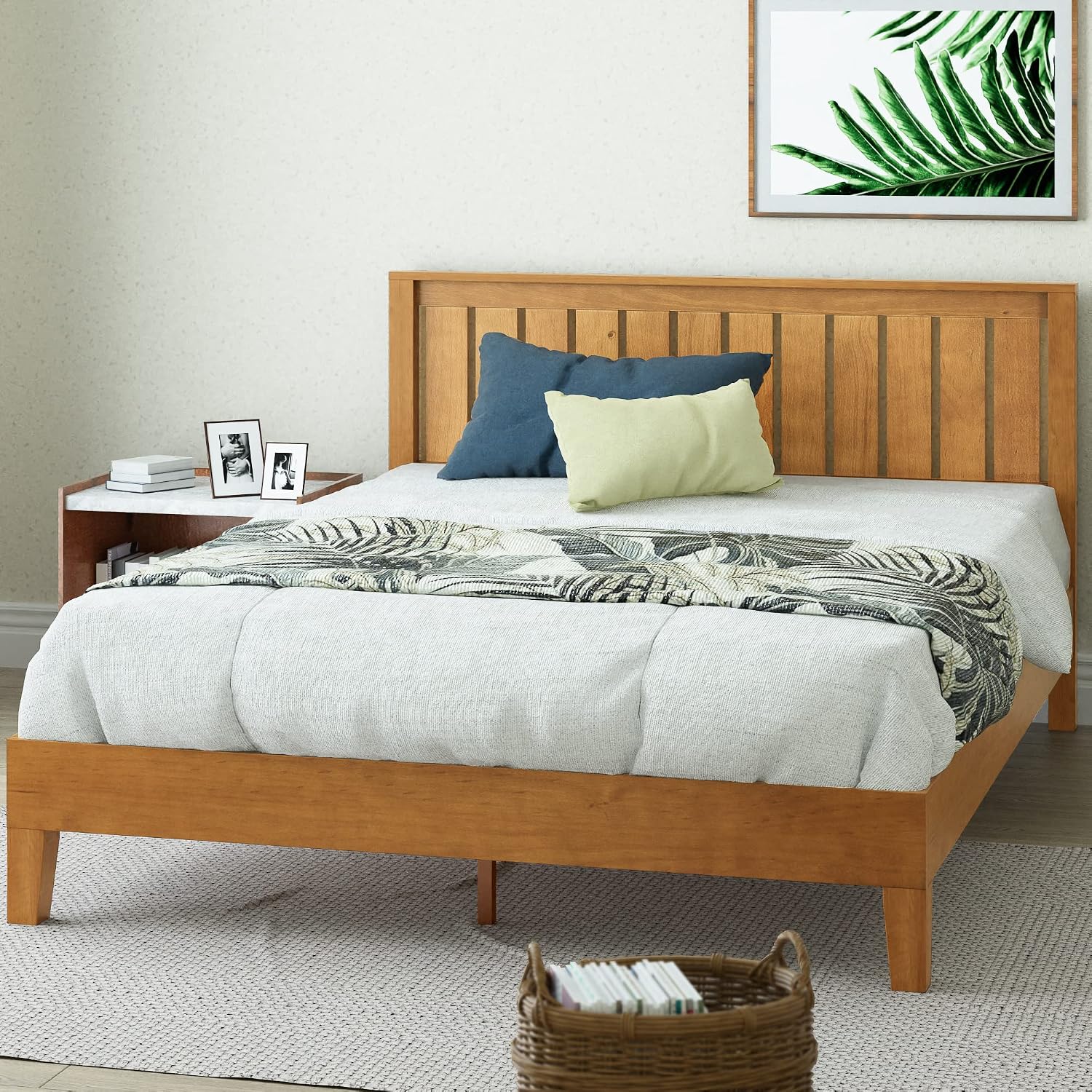 ZINUS Vivek Deluxe Wood Platform Bed Frame with Headboard, Wood Slat Support, No Box Spring Needed, Easy Assembly, Queen | Slatted Headboard, Wood Slat Support, No Box Spring Needed, Contemporary Design, Easy Assembly