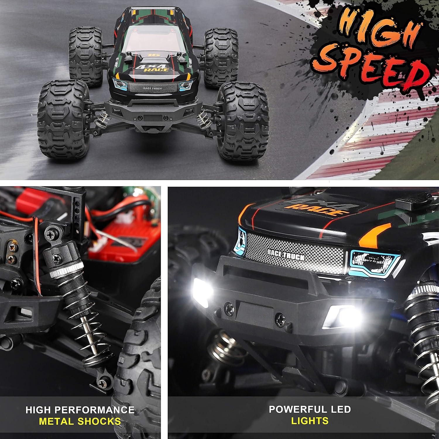 HAIBOXING Remote Control Car 16889, 1:16 Scale 2.4Ghz RC Cars 4x4 Off Road Trucks, Waterproof RTR RC Monster Truck 36KM/H