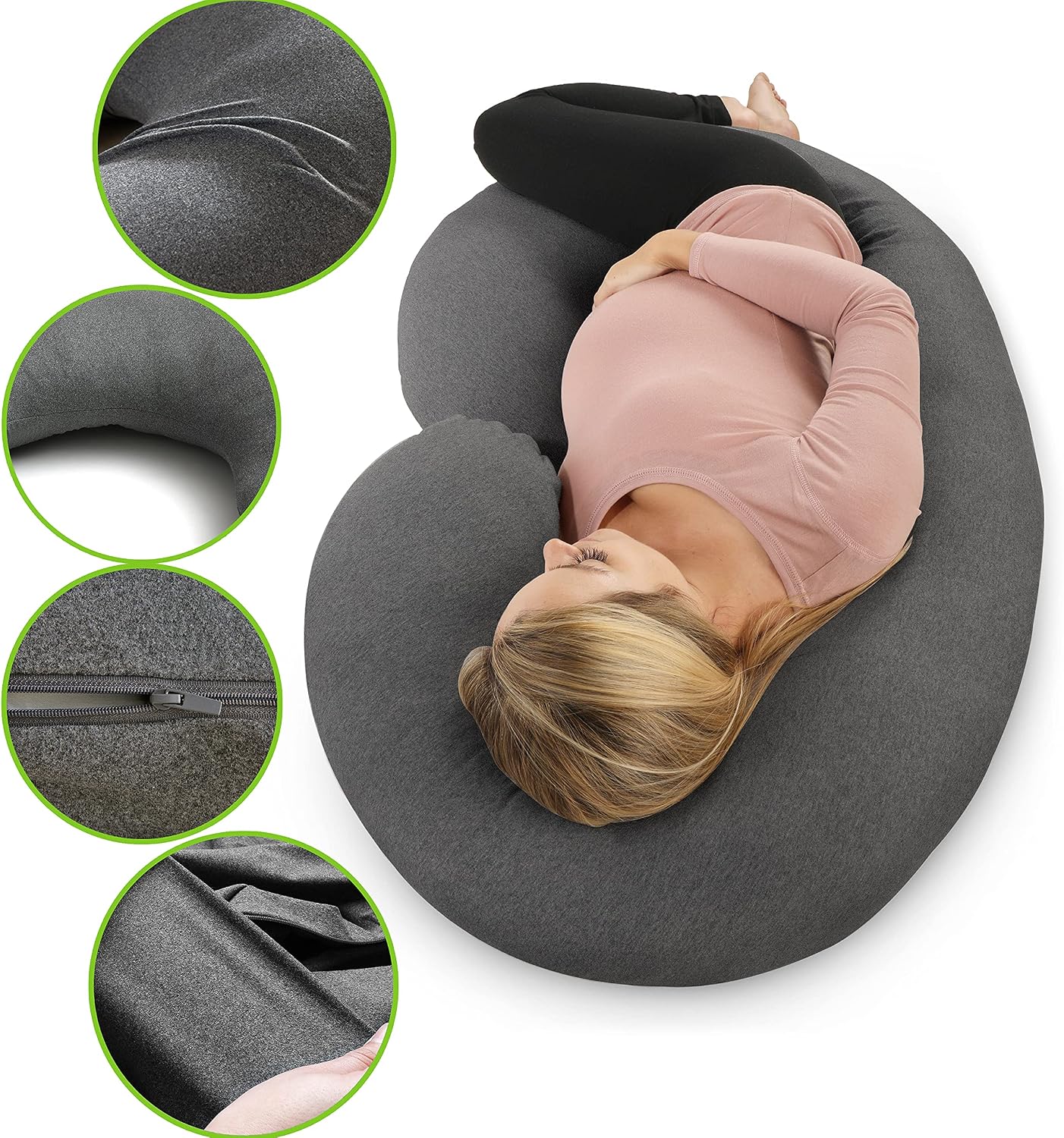 COSMOPLUS 𝐏𝐫𝐞𝐠𝐧𝐚𝐧𝐜𝐲 𝐏𝐢𝐥𝐥𝐨𝐰 𝐂𝐨𝐯𝐞𝐫 U Shaped Full Body Pillow Case 𝐂𝐨𝐯𝐞𝐫 for
