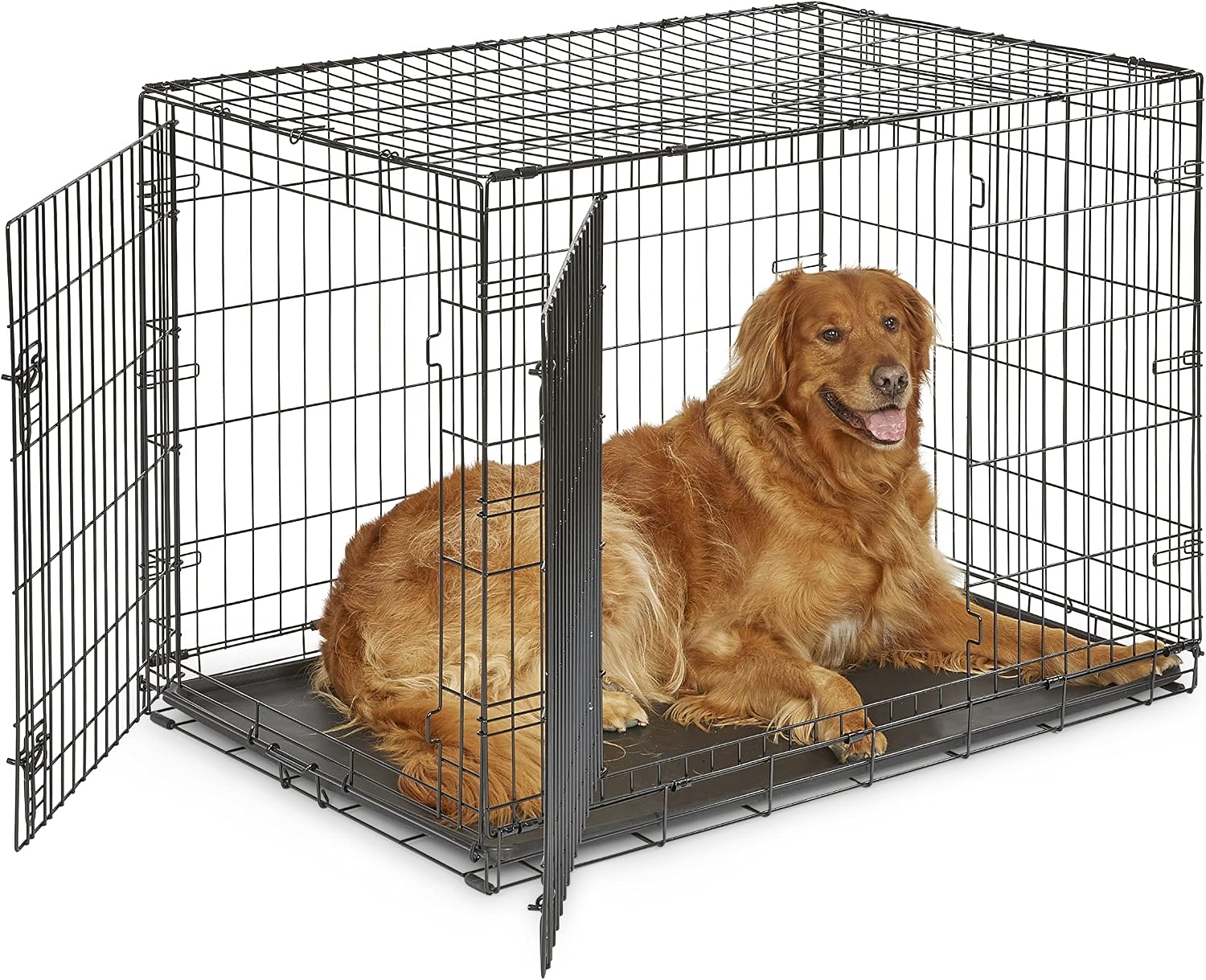 Midwest Homes for Pets 24-Inch New World Crate for Small Breeds, 12-20 lbs, Double Door Folding Dog Crate, Leak-Proof Tray & Secure Latches, Portable, Durable & Easy to Assemble