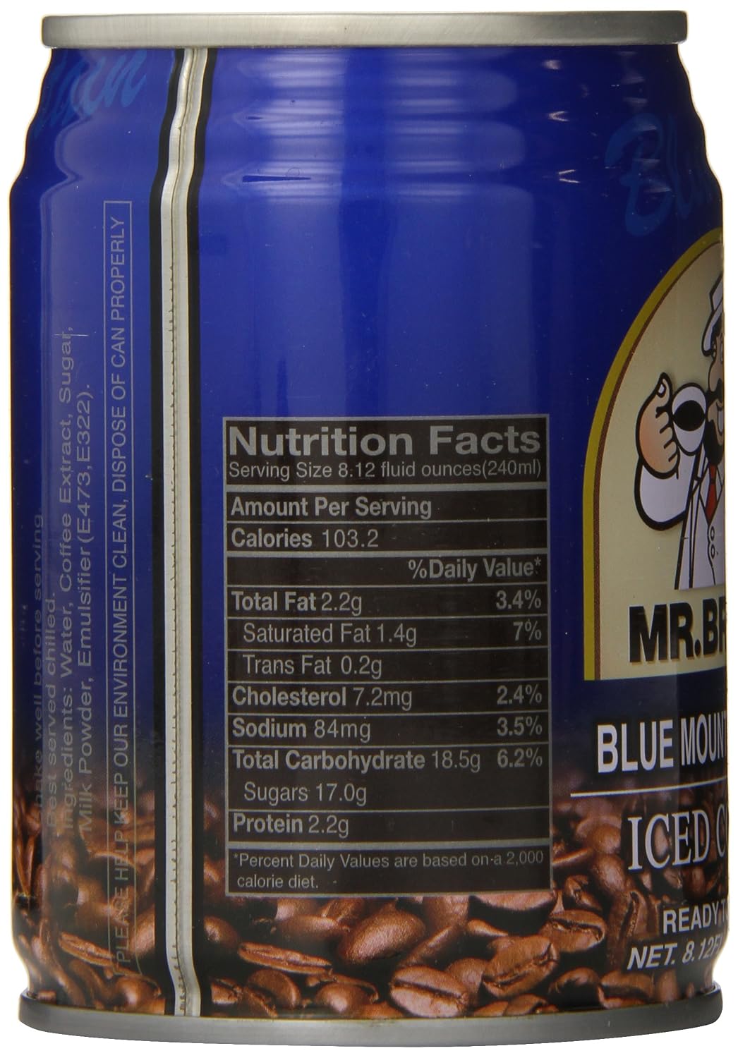 Mr. Brown Iced Coffee, Blue Mountain, 8.12 Ounce (Pack of 24)