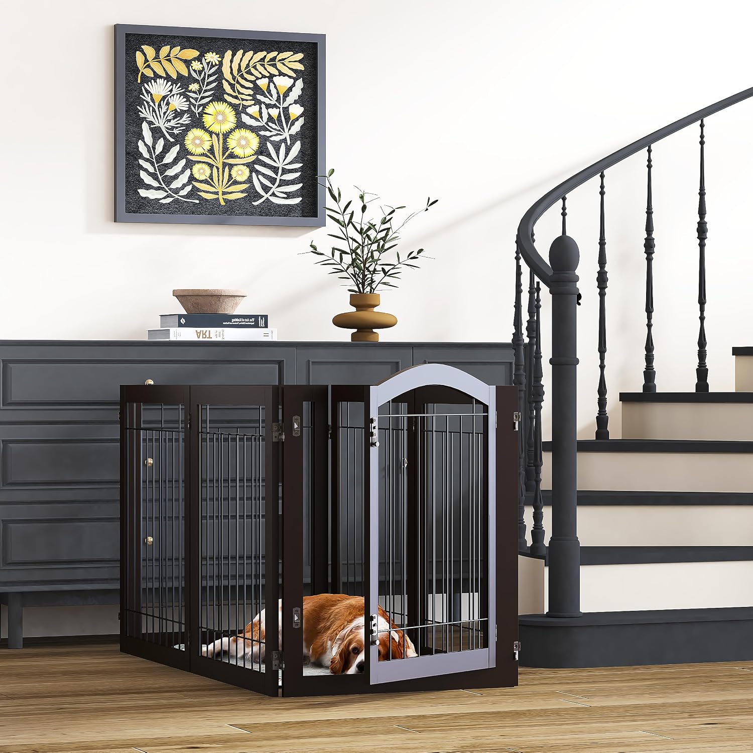 PAWLAND Extra Wide Foldable Dog gate for Doorway, Indoor, 72“ Wide, 30" H