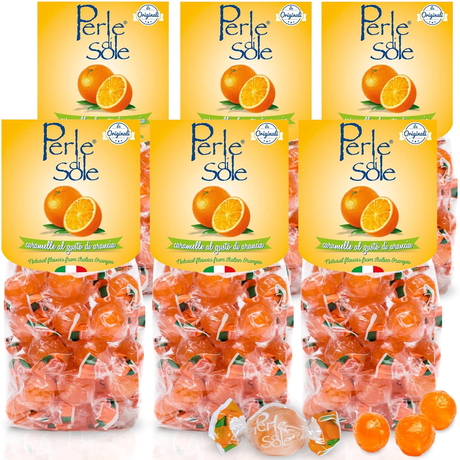 Perle di Sole Italian Lemon Drops Hard Candy Individually Wrapped (7.05 oz) Made with Essential Oils of Amalfi Coast P.G.I. Lemon - Italian Imported Gifts From Italy