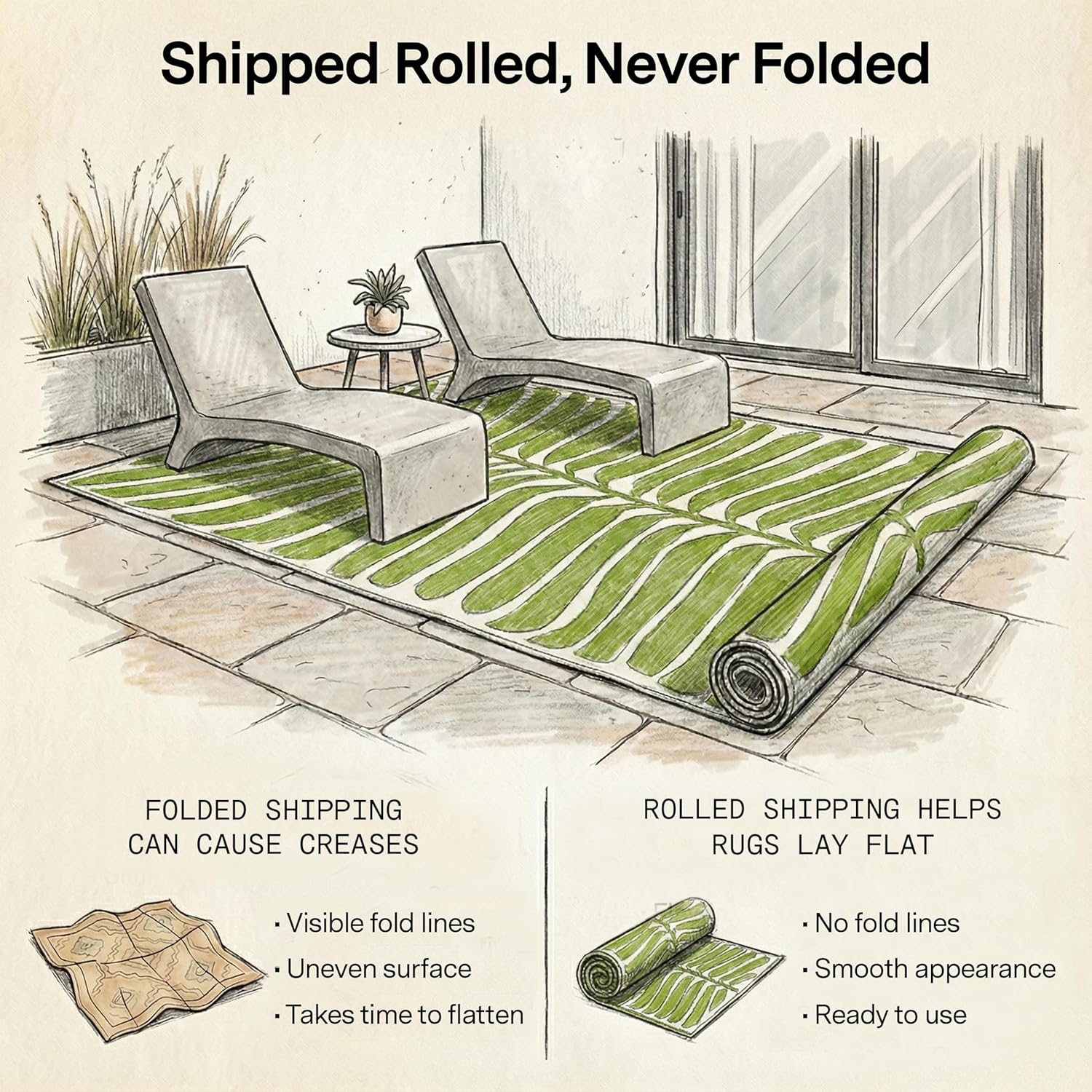 Fab Habitat Outdoor Rug - Waterproof, Fade Resistant, Crease-Free - Premium Recycled Plastic - Geo Tribal - Porch, Deck, Balcony, Mudroom
