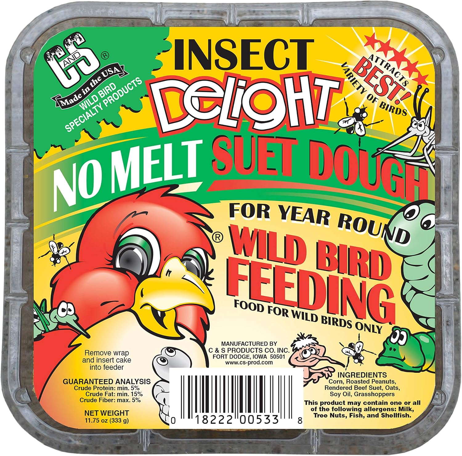 C&S CS12553 11.75 Oz Hot Pepper Delight Wild Bird No Melt Suet Dough