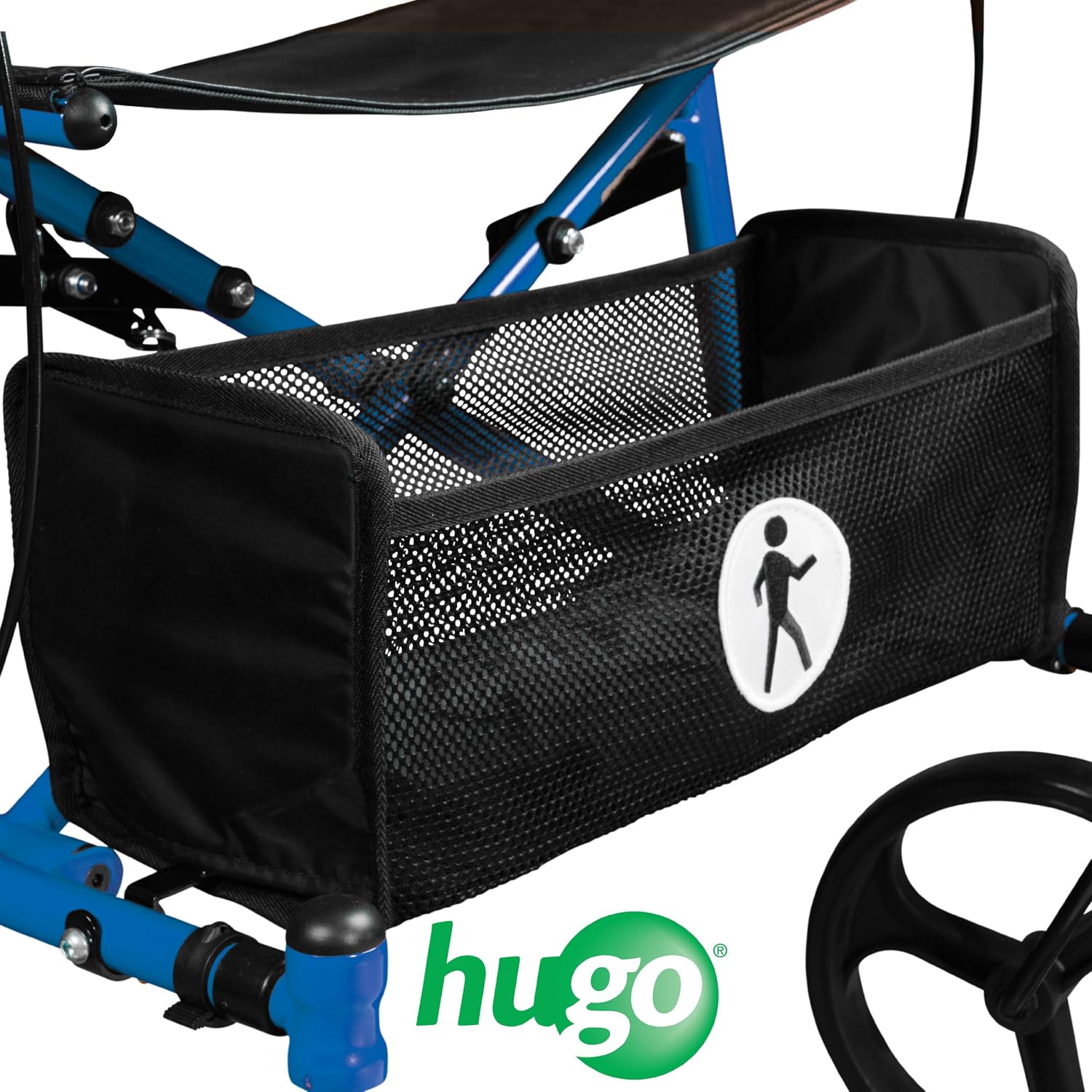 Hugo Mobility Sidekick Foldable Rollator Walker with Seat, Blueberry | Foldable Rollator with Padded Seat Offers Stable
