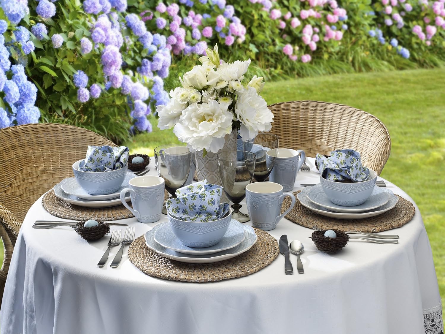 Pfaltzgraff Seraphina 16-Piece Stoneware Dinnerware Set, Service for 4,Blue