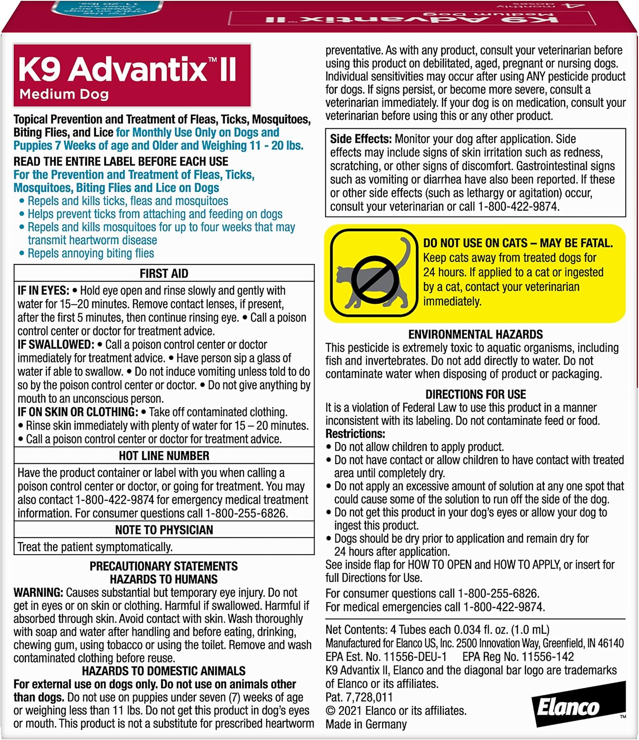K9 Advantix II Medium Dog Vet-Recommended Flea, Tick & Mosquito Treatment & Prevention | Dogs 11-20 lbs. | 6-Mo Supply