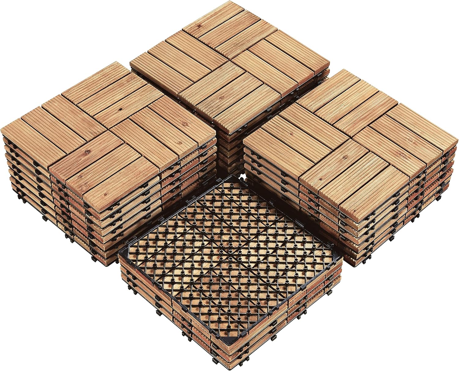 Topeakmart 27PCS Interlocking Deck Tiles 12x12 Patio Flooring, Brown
