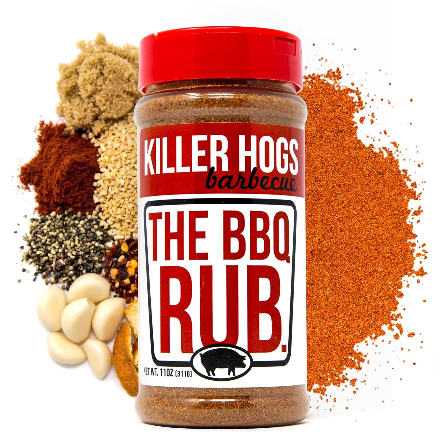 Killer Hogs The BBQ Rub, Grill and Smoking Seasoning, 11 oz | Championship Barbecue Spice Blend for Beef, Steak, Ribs, Burgers, Pork and Chicken, Convenient Shaker Container