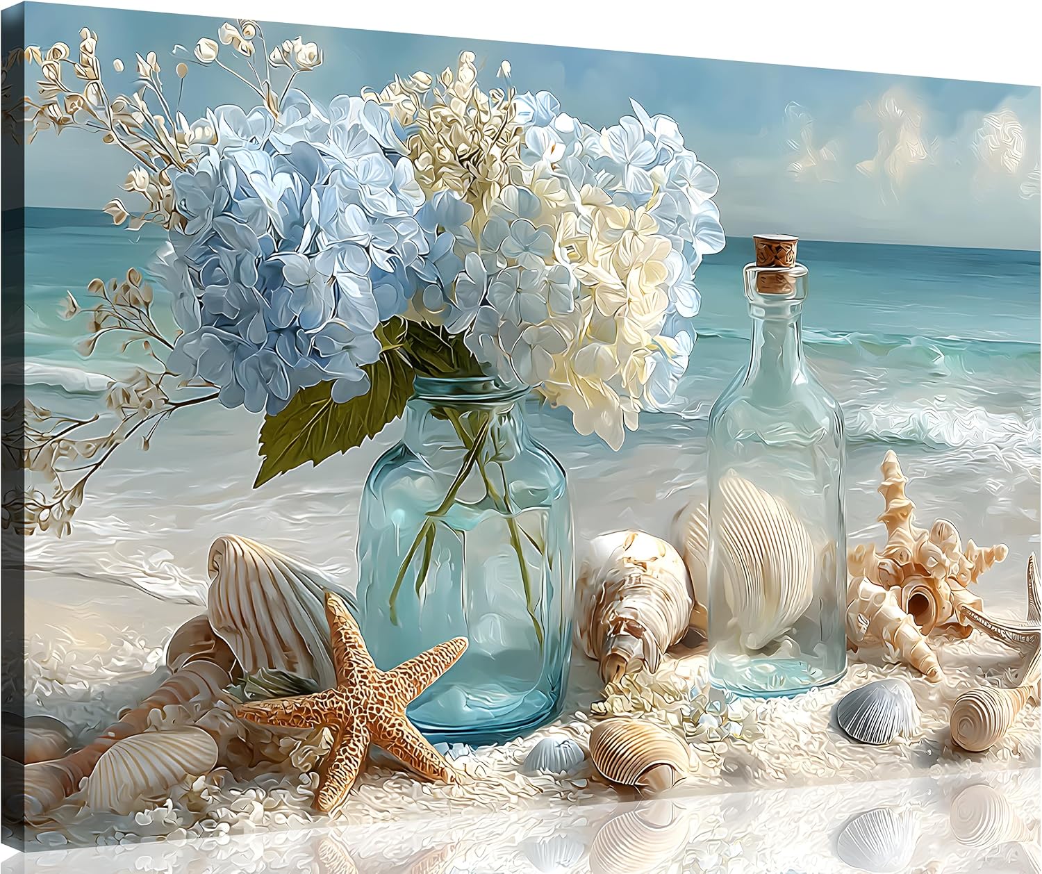 TutuBeer 3 Panel Beach Canvas Wall Art for Home Decor Blue Sea Sunset White Beach Painting the Picture Print on Canvas Seascape the Pictures for Home Decor Decoration,Ready to Hang