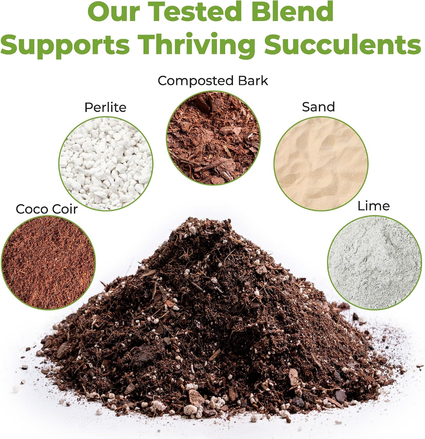 Perfect Plants Succulent & Cactus Soil, 8 qt, Organic Potting Mix | Fast draining blend of peat moss, composted pine bark, perlite and lime for the dry roots cacti love, resealable bag