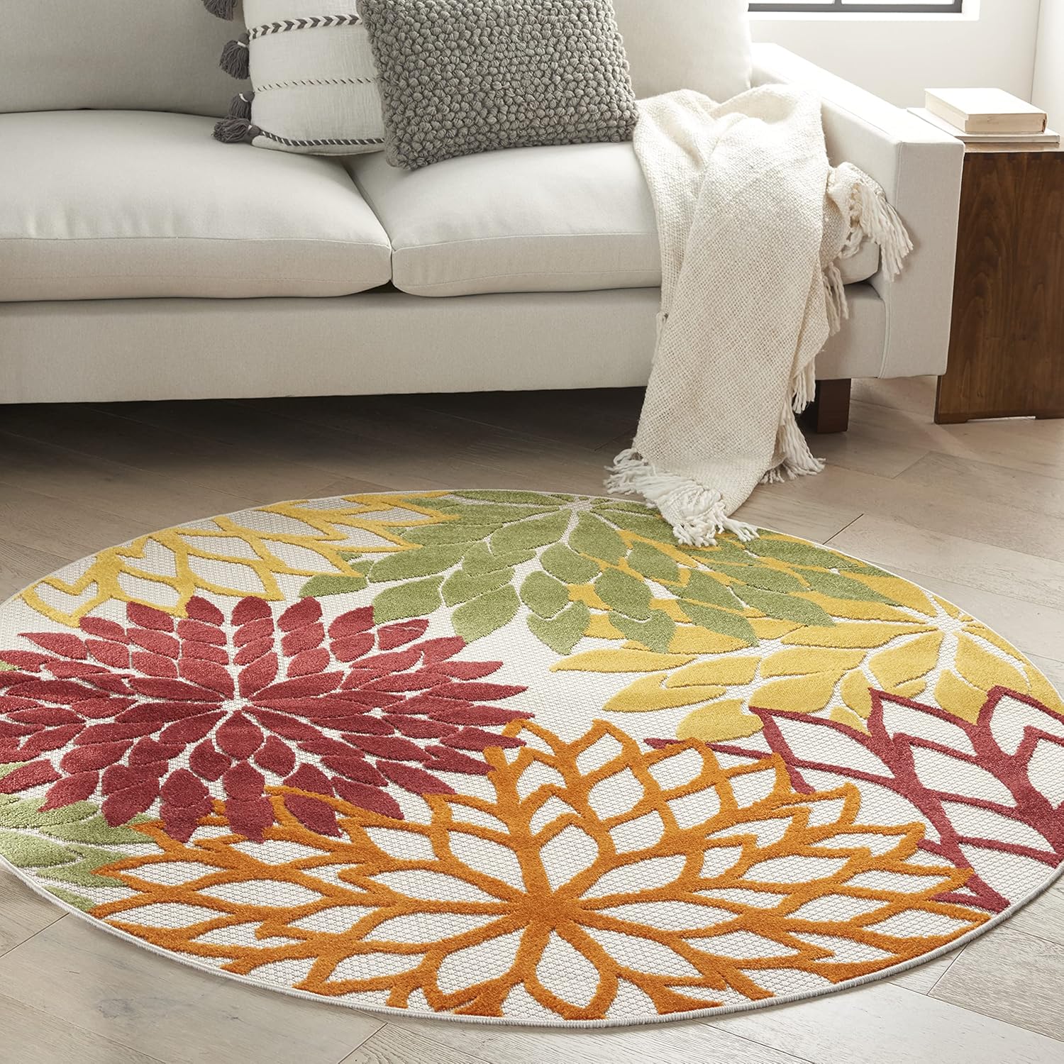 Nourison Home Aloha Indoor/Outdoor Black White 2'8" x 4' Area Rug, Tropical, Botanical, Easy Cleaning, Non Shedding, Bed Room, Living Room