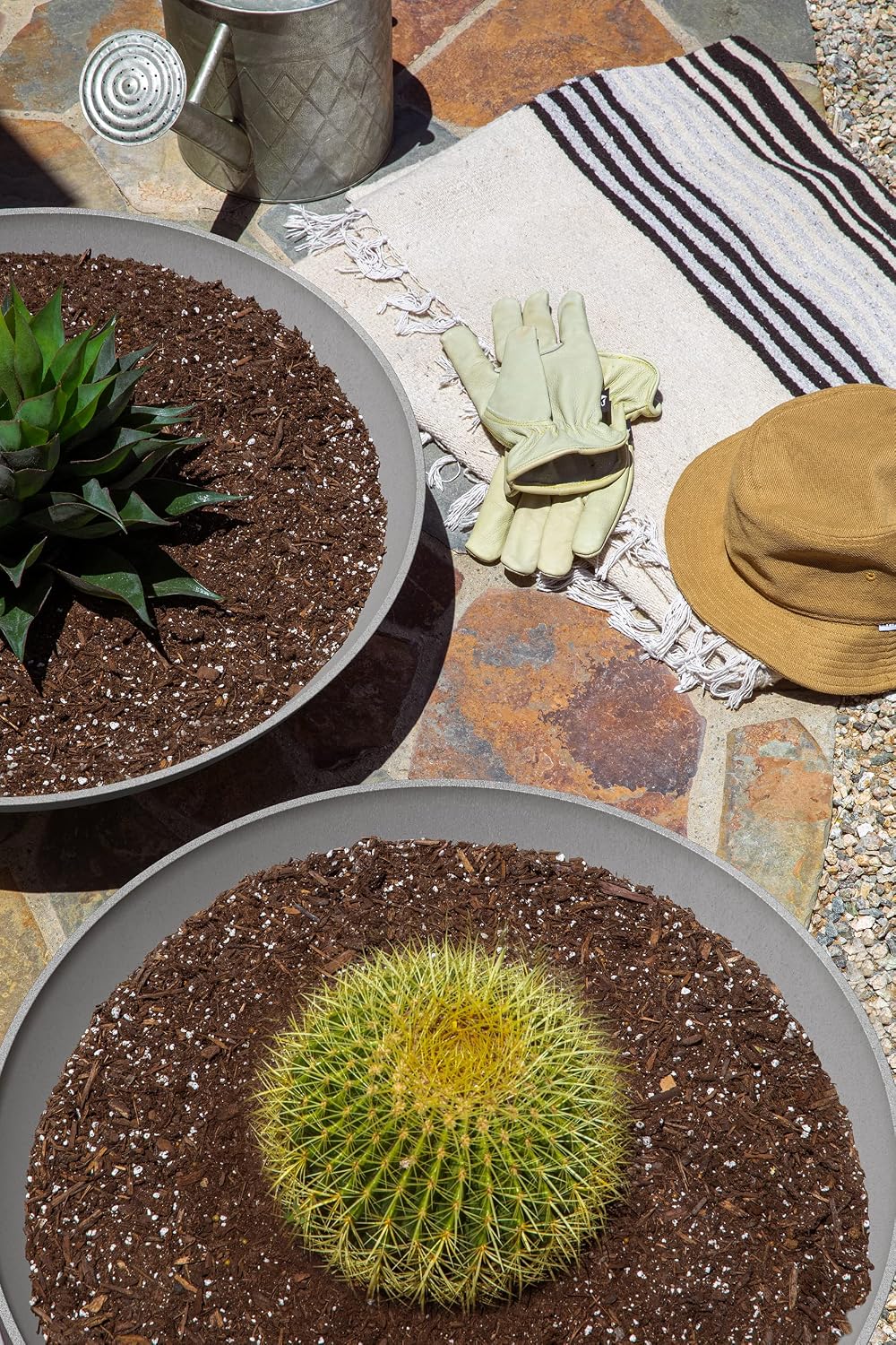 Veradek Mason Series Lane Bowl - Large Outdoor Bowl Planter | Made From a Durable Plastic-Stone Composite With Pre-Drilled Drainage Holes. Modern Patio/Tabletop Décor