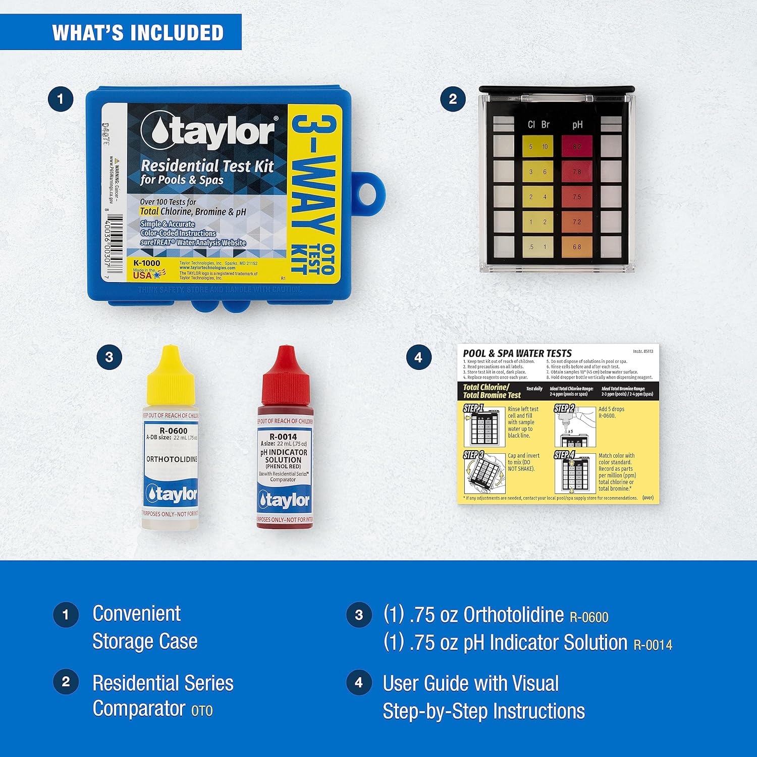 Taylor K-1000 Basic Residential Pool & Spa Test Kit