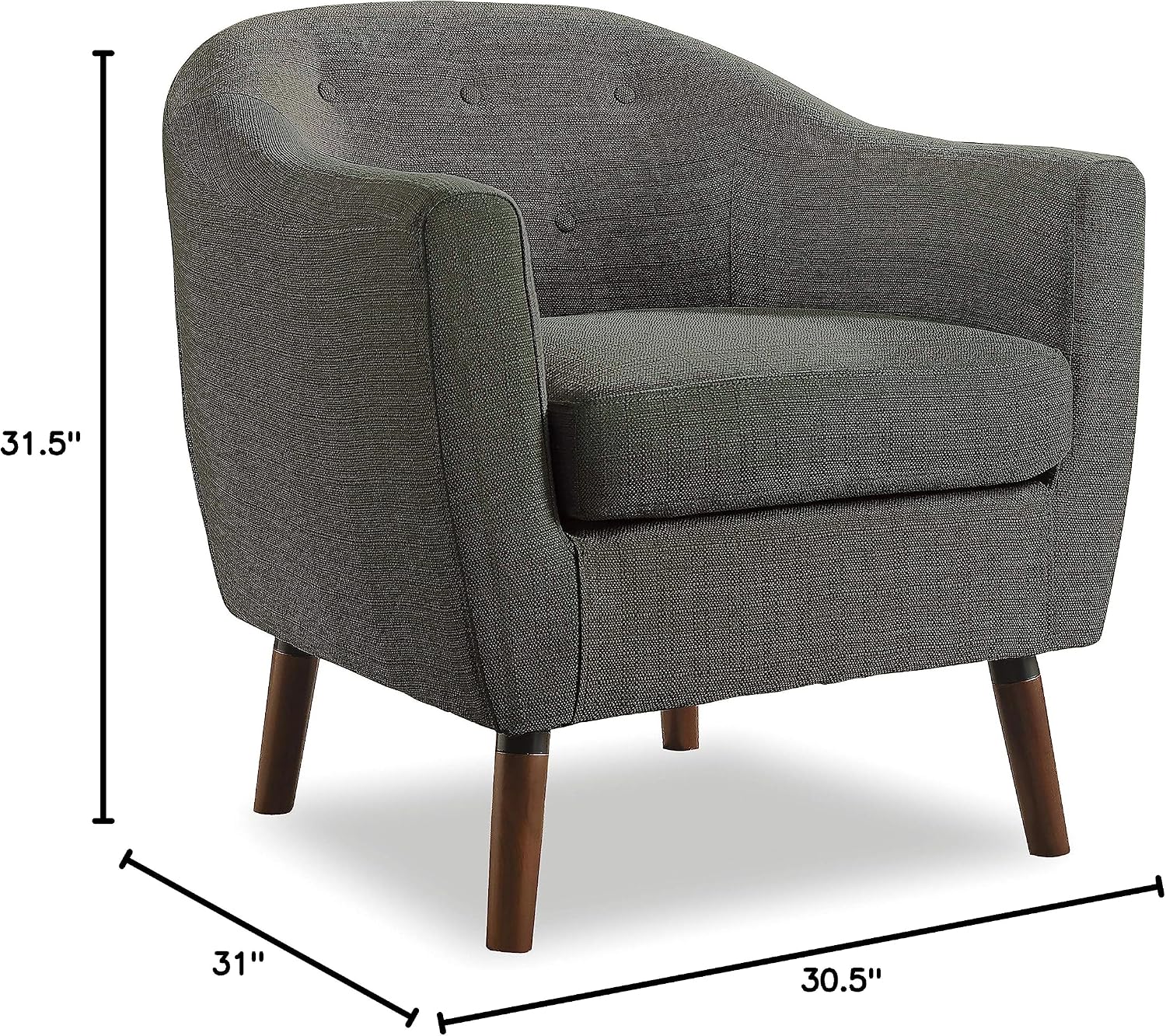 Homelegance Lucille Modern Accent Chair, Upholstered Reading Chair with Button-Tufted Back, Sloped Arms, Removable Seat Cushion Cover and Espresso Wood Legs, for Living Room, Bedroom or Office, Blue