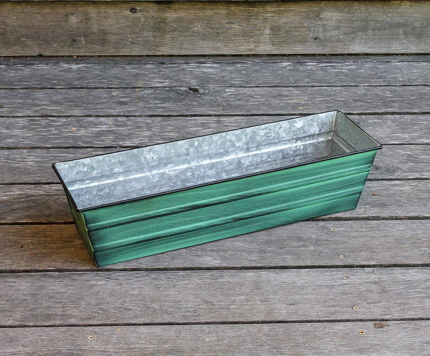 Achla Designs Galvanized Window Flower Box Planter-Green-Medium (24" L x 9.5" W x 7.5" H)