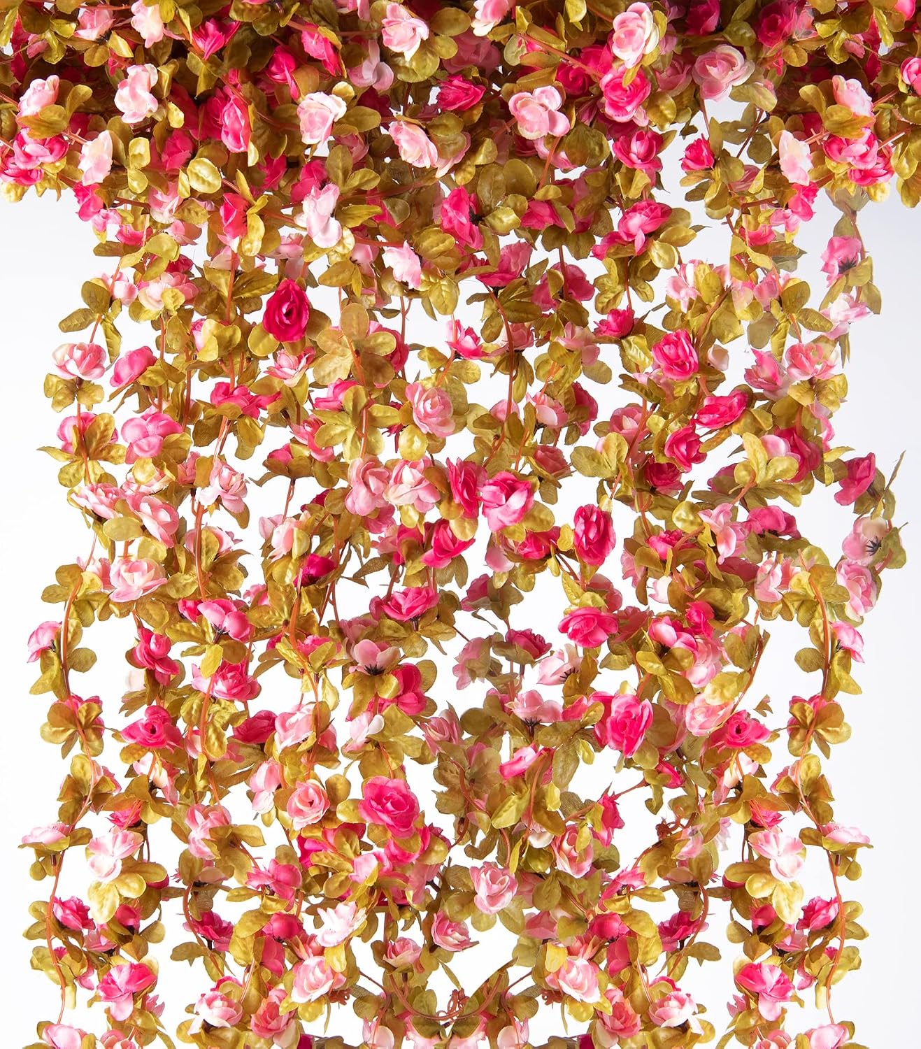 8Pcs x 8.2FT Artificial Flower Garland Floral Rose Vine Decor, Pink Flower