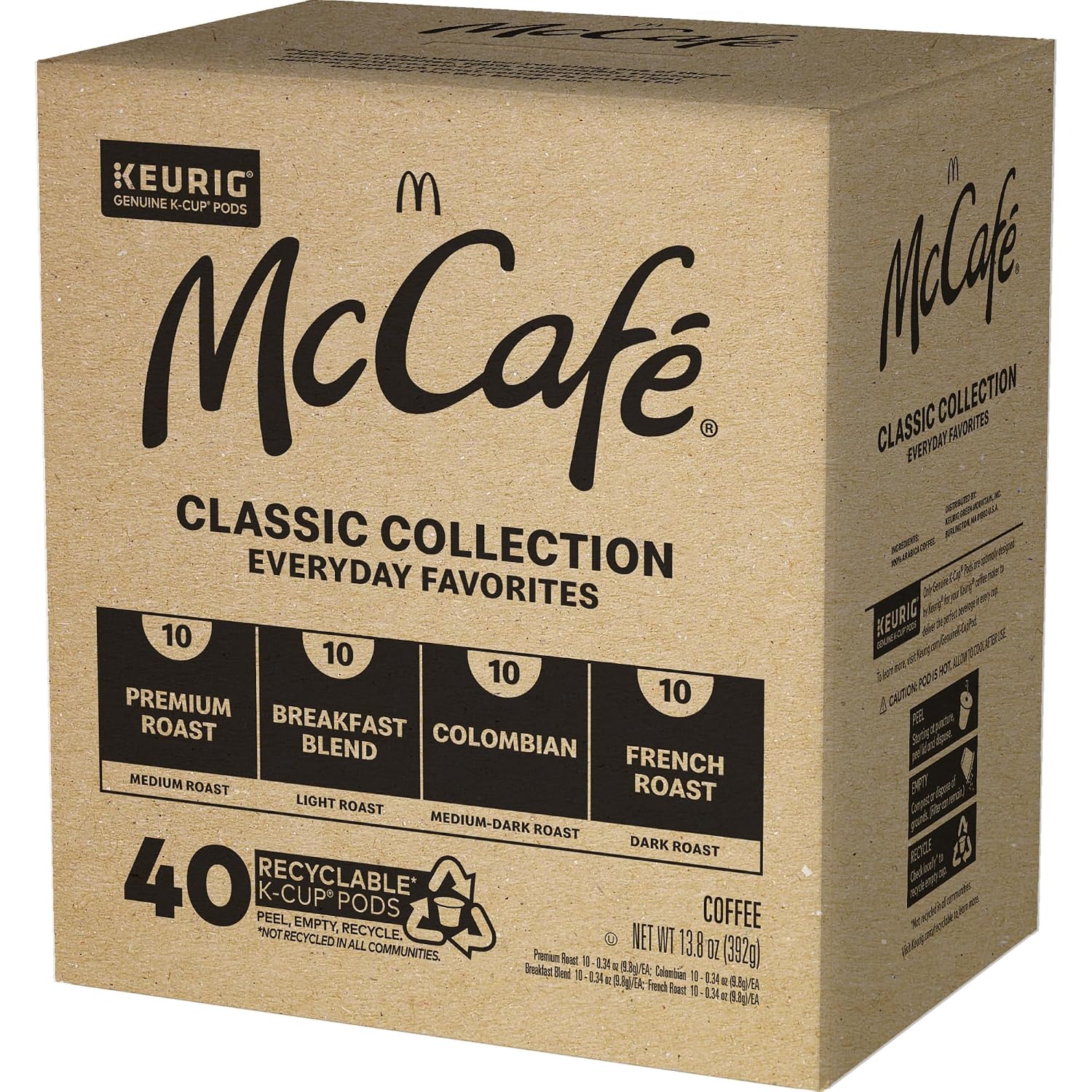 McCafe Classic Collection, Single-Serve Coffee K-Cup Pods, Classic Collection Variety Pack, 40 Count