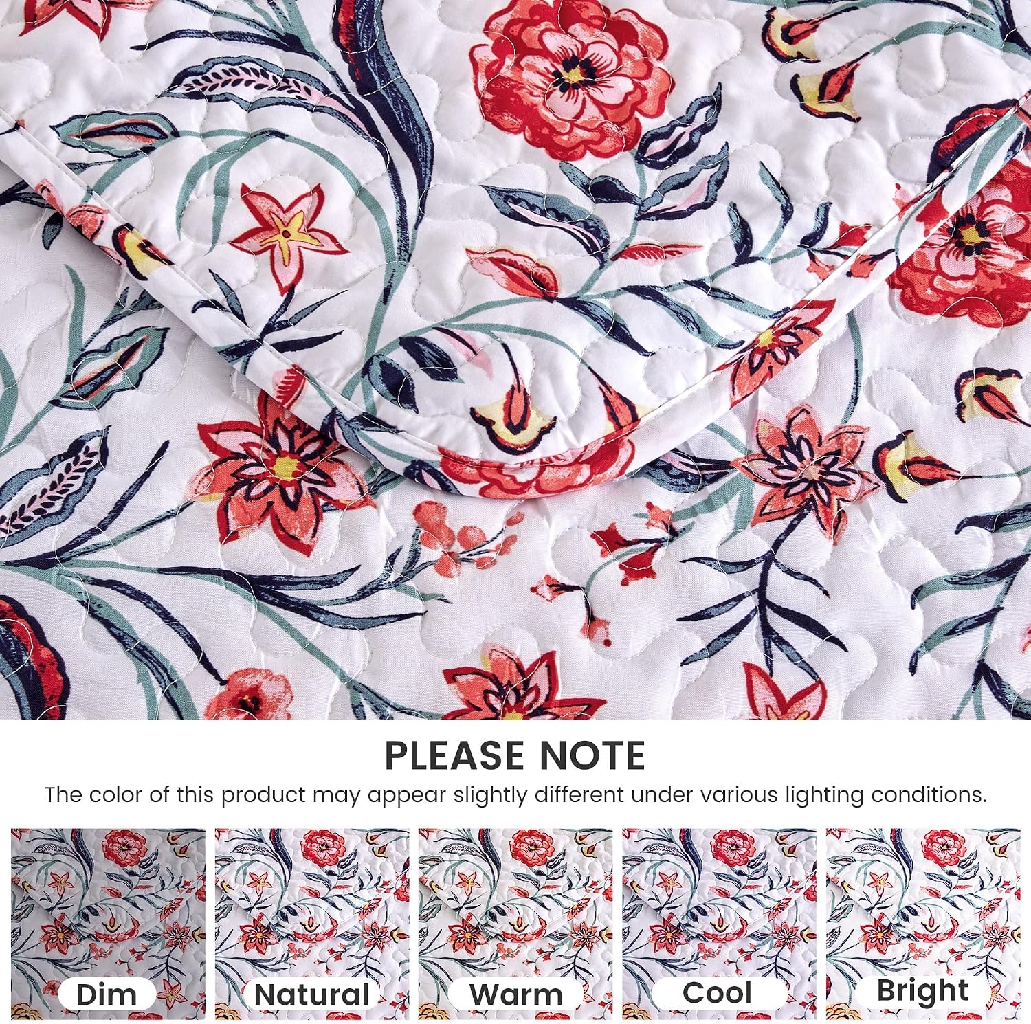 SLEEP ZONE 3-Piece Printed Quilt Set - Full/Queen Size - Lightweight Reversible Bedding Coverlet Set for All Season (Classic Paisley Pattern)