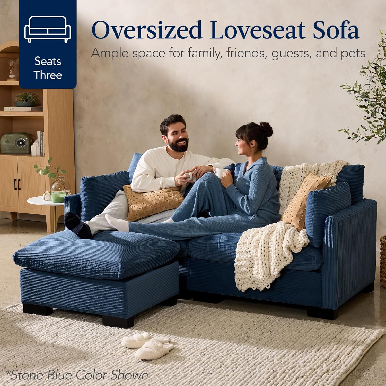 Best Choice Products Upholstered Sectional Sofa for Home, Apartment, Dorm, Bonus Room, Compact Spaces w/Chaise Lounge, 3-Seat, L-Shape Design