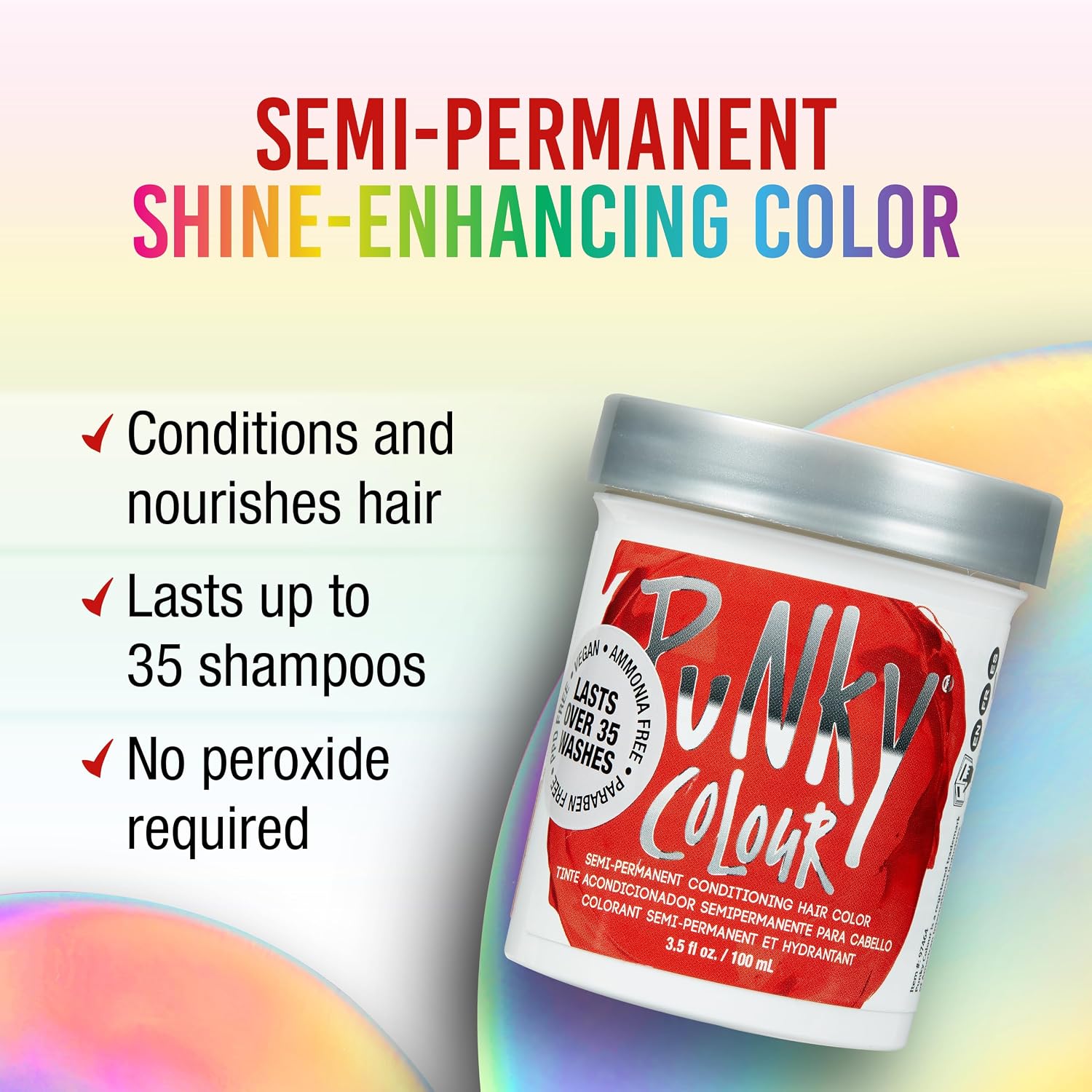 Punky Colour Flamingo Pink Semi Permanent Hair Color – Vibrant Pink Hair Dye, Vegan & Cruelty-Free Conditioning Formula, Lasts Up to 35 Washes, 3.5 fl oz