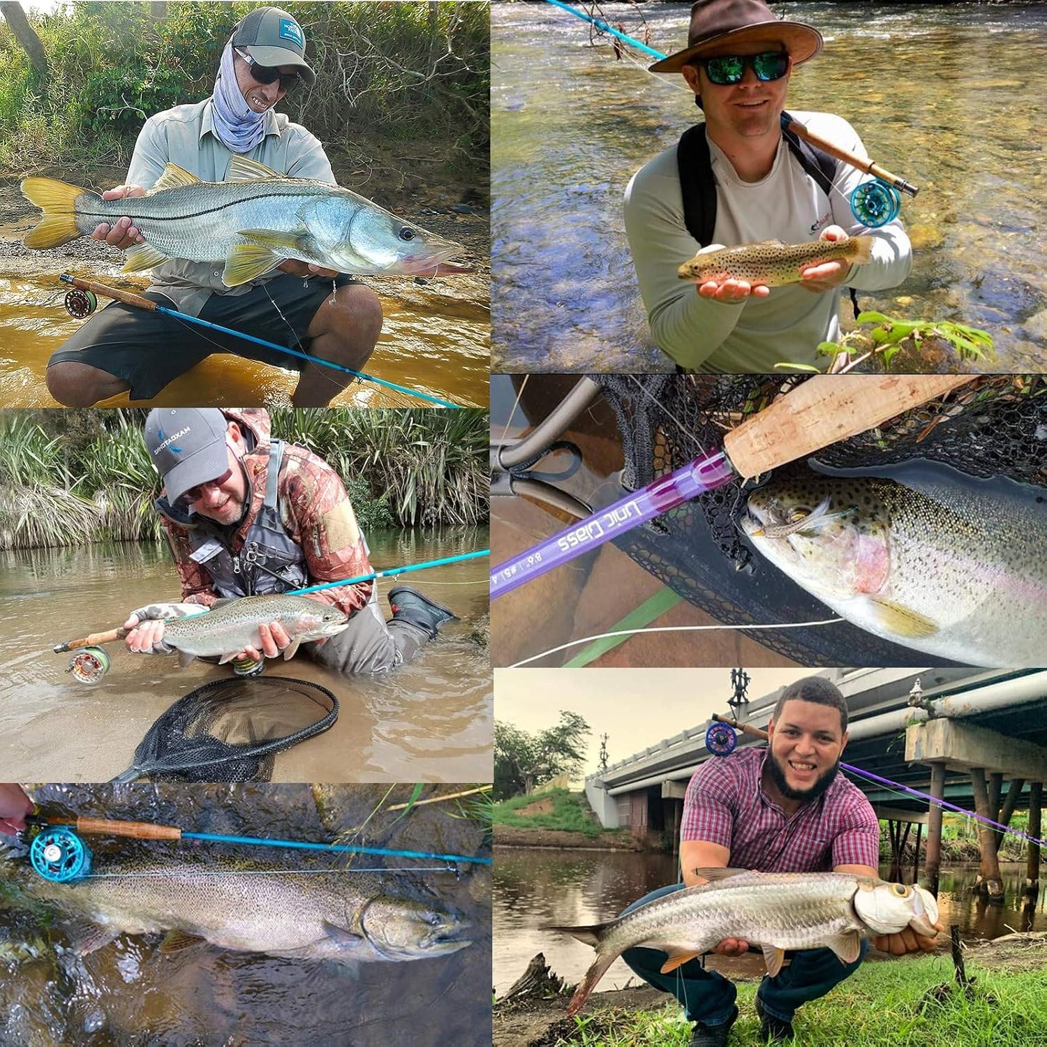 M MAXIMUMCATCH Maxcatch Fiberglass Fly Fishing Rod: 3wt/ 5wt/ 6wt/8wt in Blue,Orange, Purple or Transparent