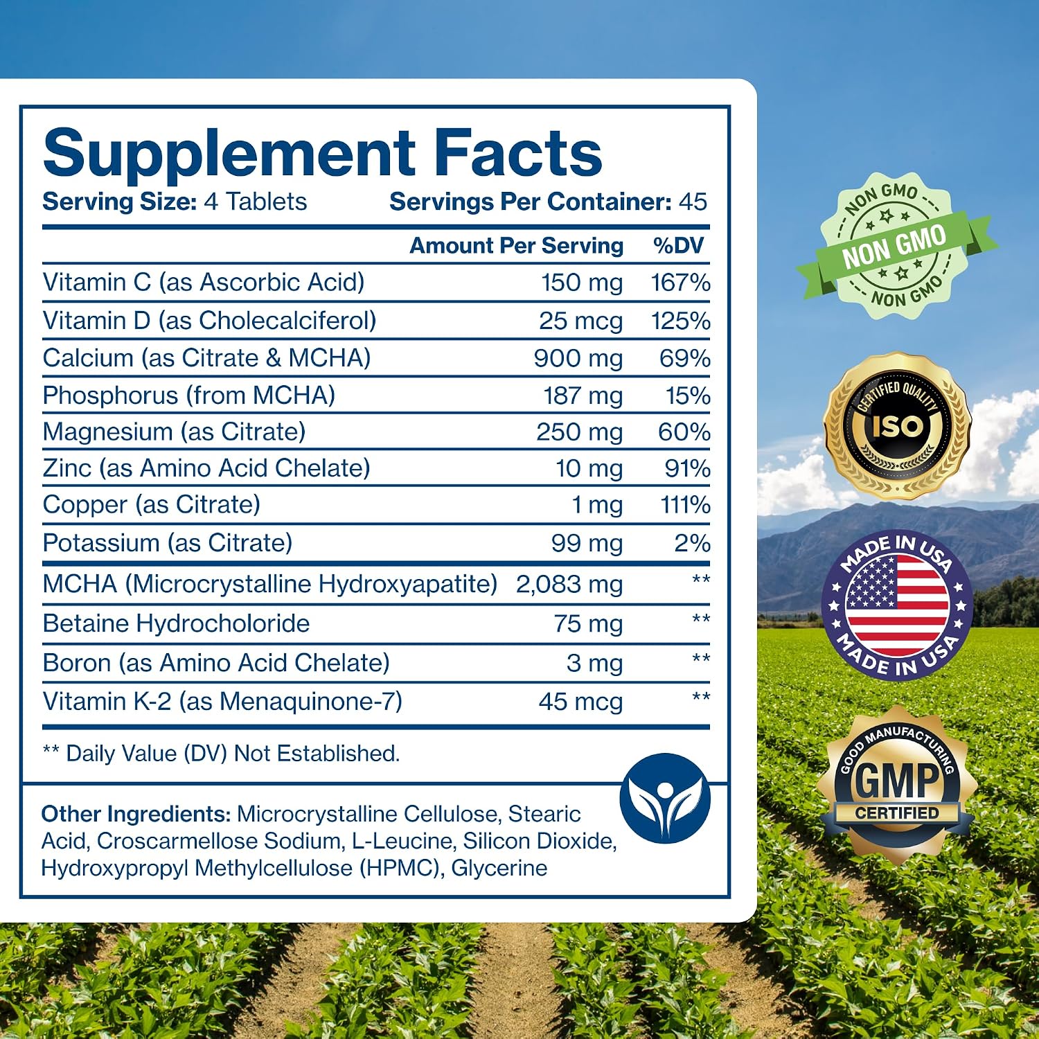 Calcium Supplement 1000mg with Vitamin D3, K2 & Magnesium