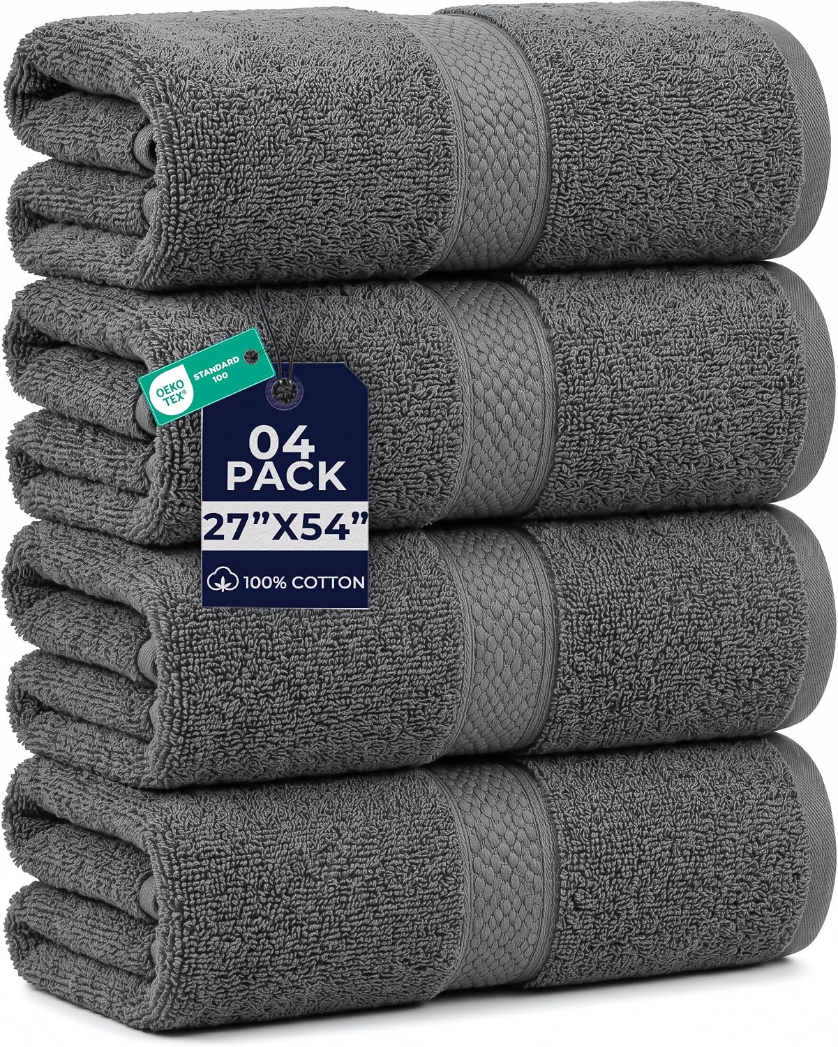 DAN RIVER 24 Pack Cotton Wash Cloths Set for Showering [12x12] White