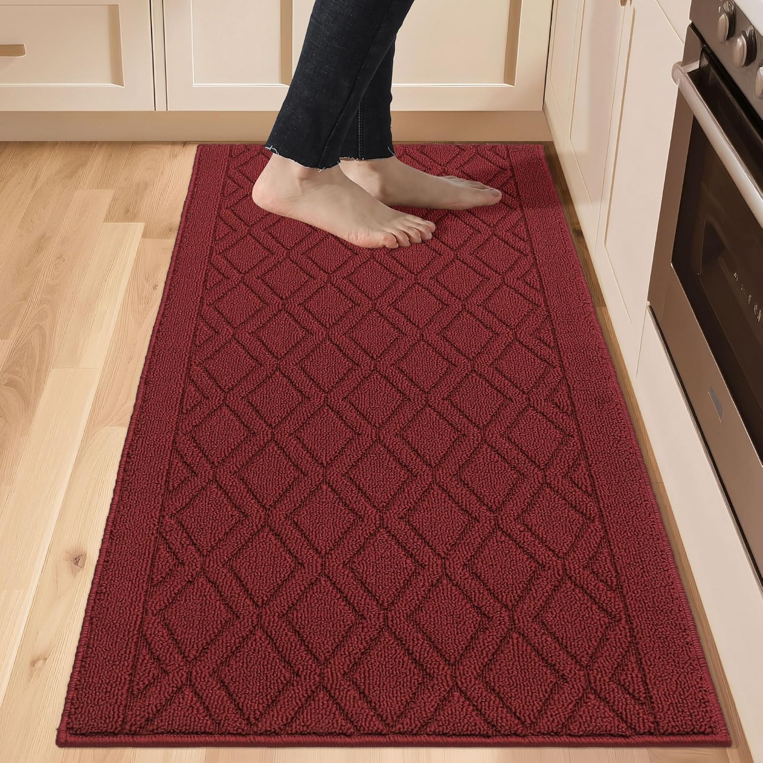 COSY HOMEER 48x20Inch/30X20Inch Kitchen Rug Mats,Grey