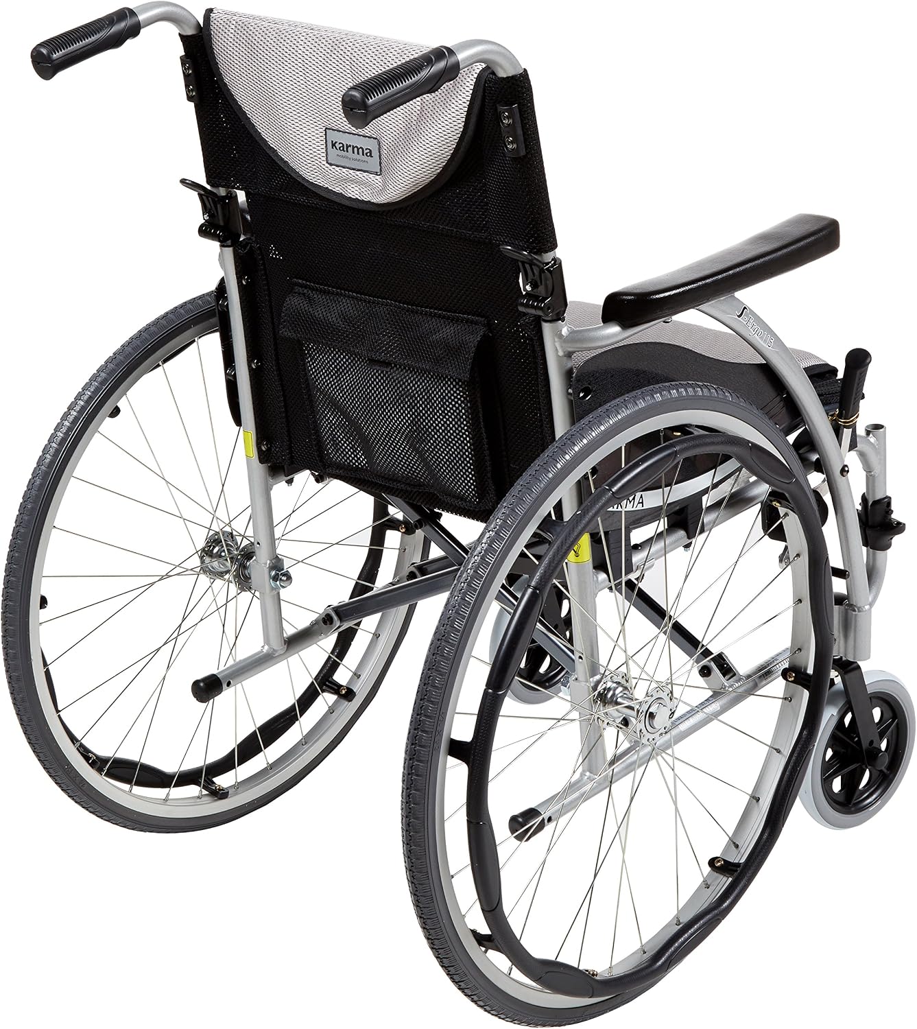 Karman 25 lbs Ergonomic Wheelchair with Removable Footrest 18" Silver