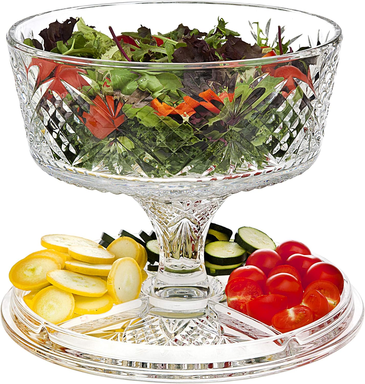 Godinger 4 in 1 Cake Stand, Cake Platter and Serving Plate Platter with Dome Cover, for Pastries, Desserts & More