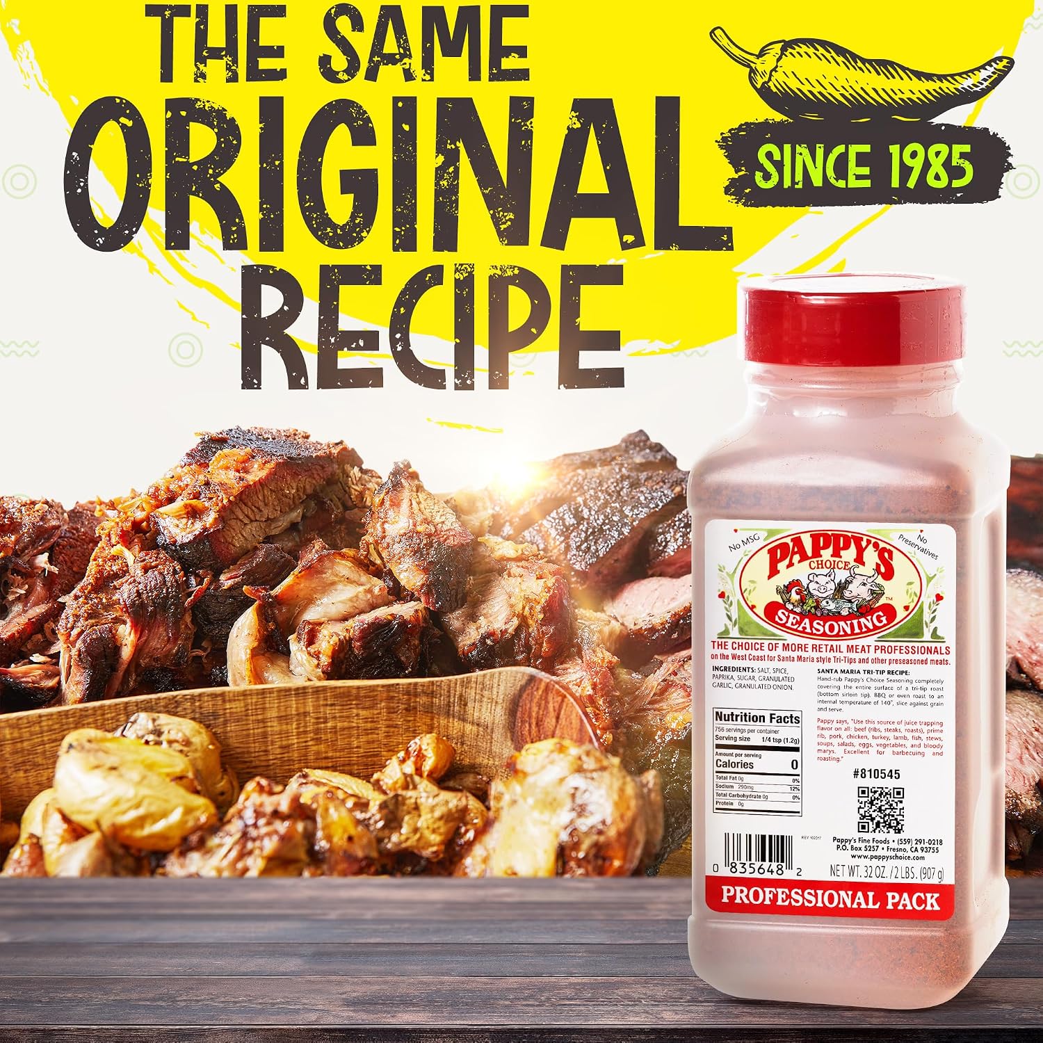 Pappy's Choice Original Seasoning, 32 Oz | California's Legendary Seasoning Blend, Santa Maria Style, Perfect for BBQ, Beef, Burgers, Brisket, Tri-tip and Steak