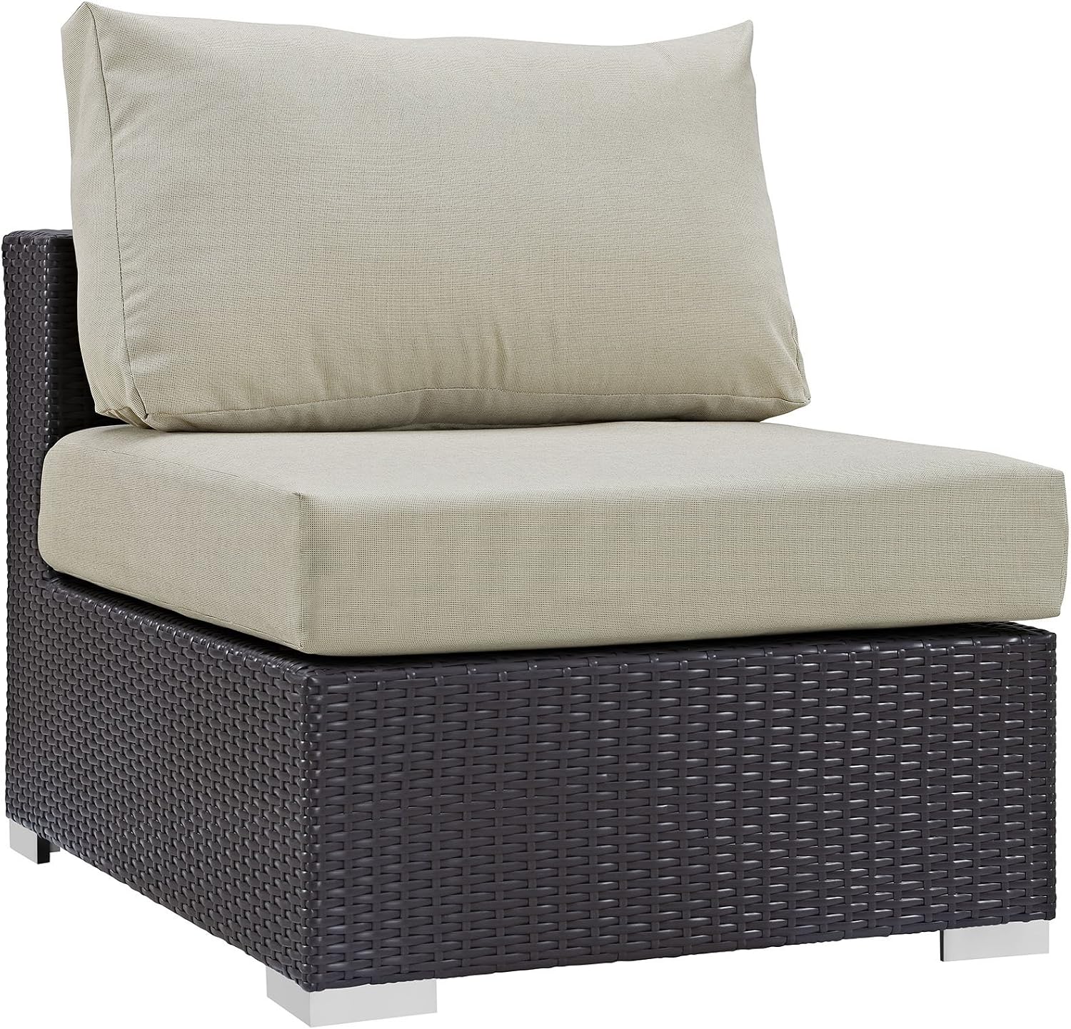 Modway Convene Wicker Rattan Outdoor Patio Loveseat in Espresso White