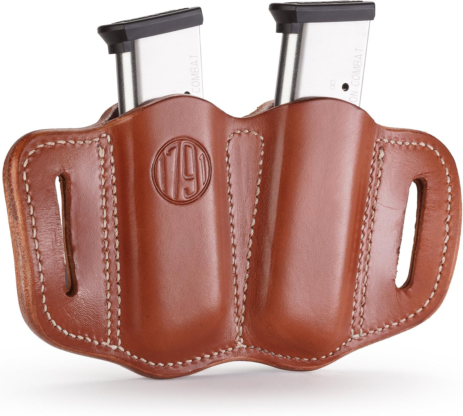 1791 Gunleather Double Mag Pouch, Single Stack 9mm, 40, 45 Magazine Holder | Double magazine pouch fits most 1911 single stack mags, handcrafted with 100% American steerhide leather