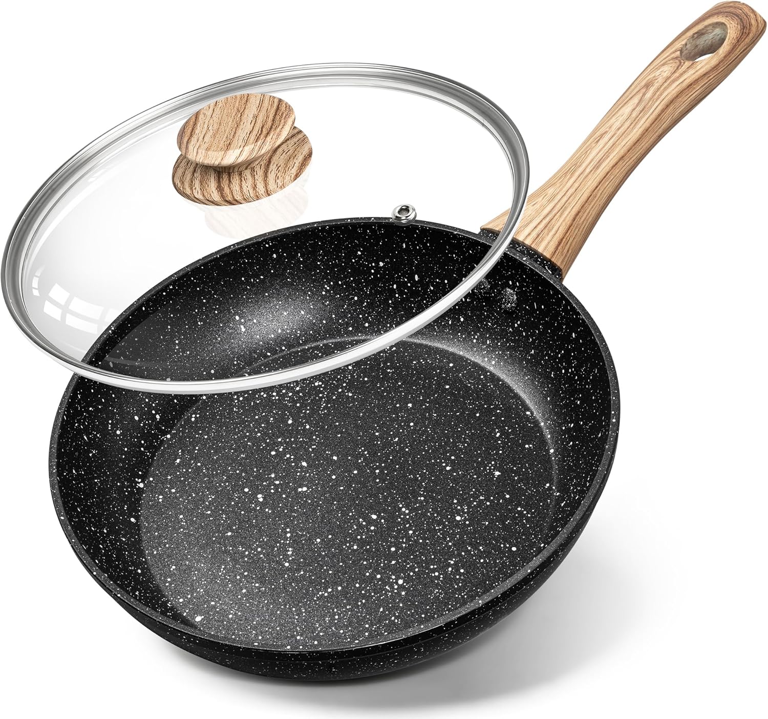 MICHELANGELO 8 Inch Nonstick Frying Pan with Lid, Non Stick Small Frying Pan with Non-Toxic Coating, Non-Stick Skillet with Ergonomic Handle