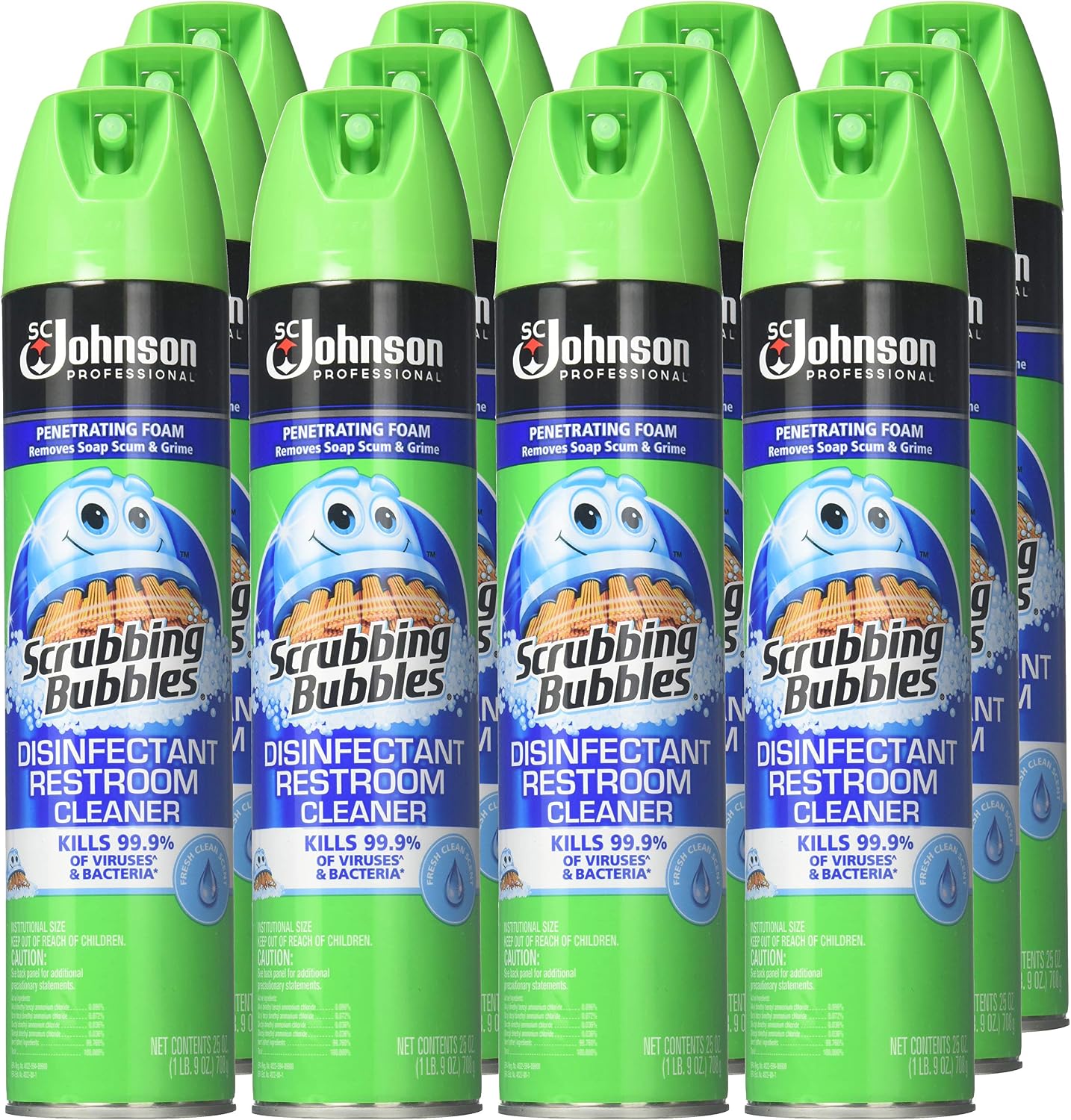 Scrubbing Bubbles Professional Disinfectant Restroom Cleaner, 25 Oz (Pack of 12)