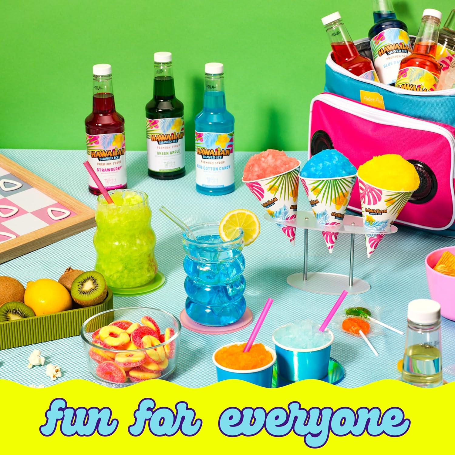 Hawaiian Shaved Ice Blue Raspberry Syrup - Made Nut Soy Dairy Free in the USA - Flavor Fluffy Shaved & Crunchy Snow Cone - Shelf Stable After Opening - Makes 8 Servings - 16 ounces