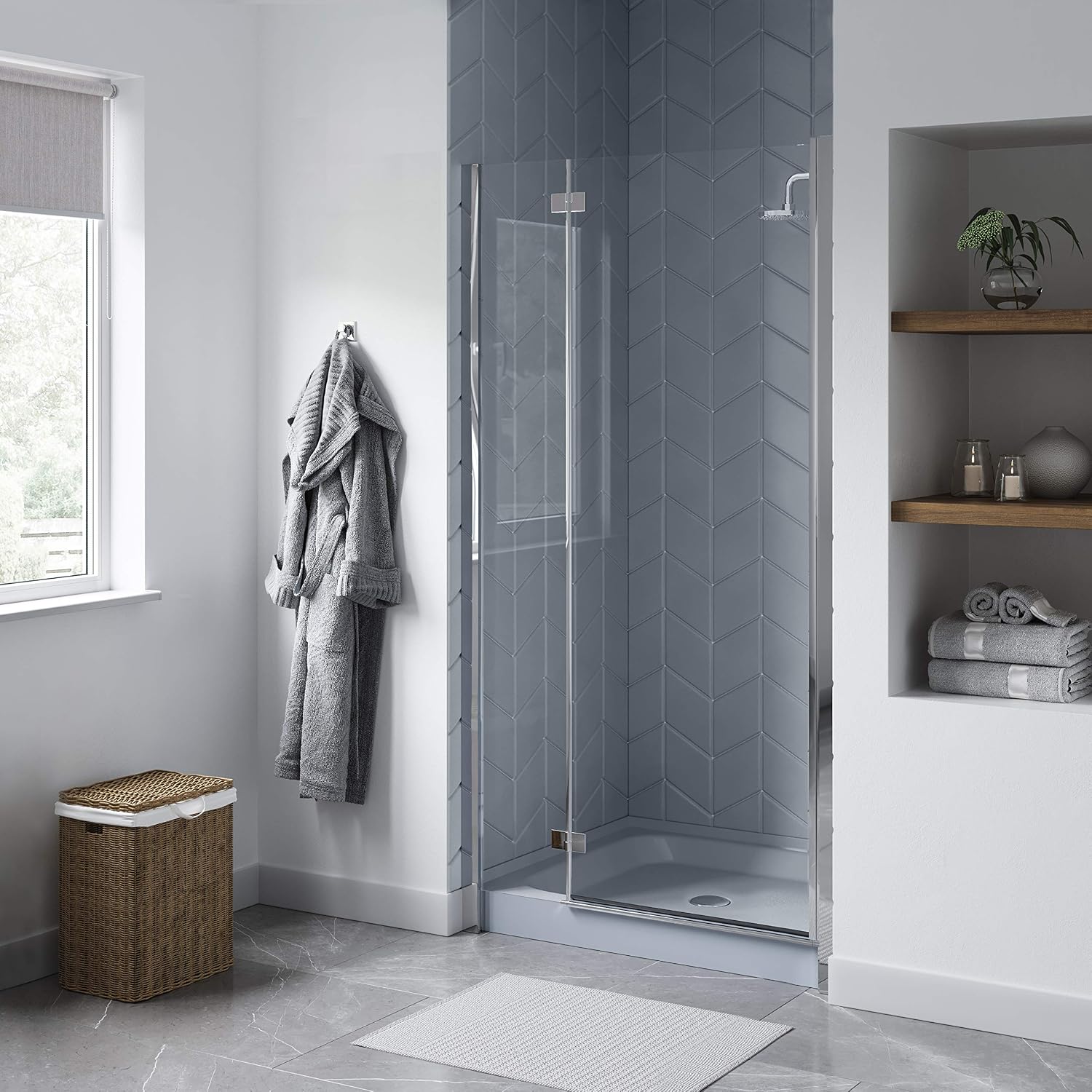 Voltaire 60" x 32" Single-Threshold, Right-Hand Drain, Shower Base in Gray