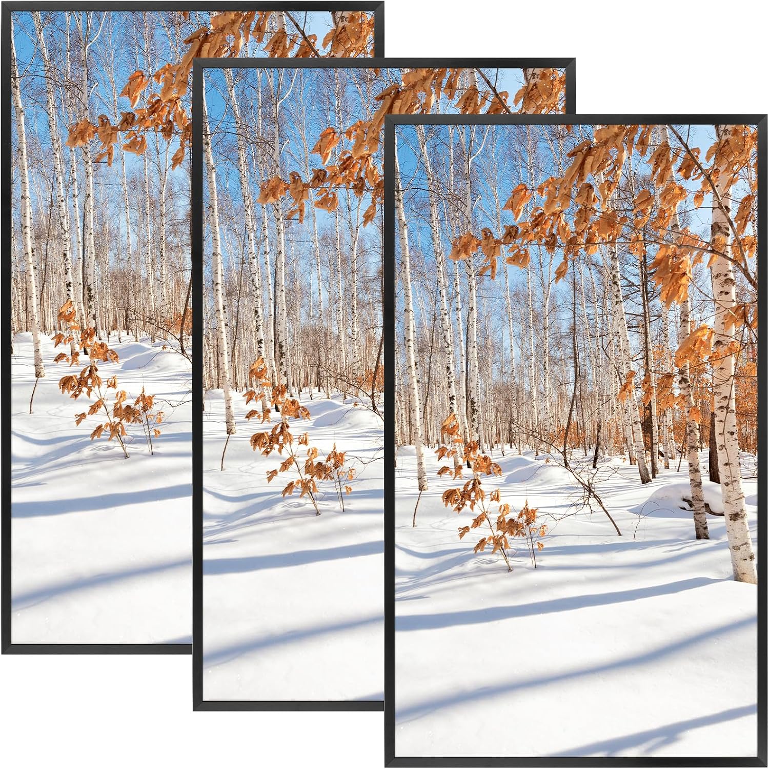 Golden State Art 3 Pack 12x12 Black Aluminum Frames, Real Glass Fronts