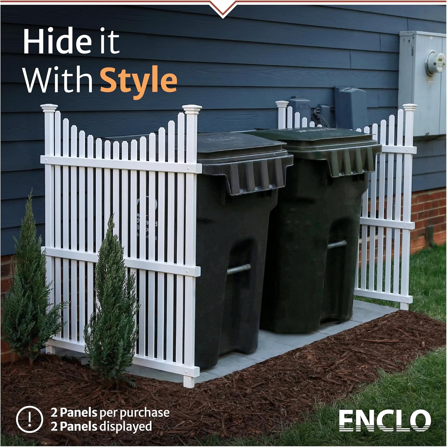 Enclo Wilmington Privacy Screen 2pk, White Vinyl DIY No Dig Kit | 45.5inH x 36.5inW, 2 Panels, ZP19008