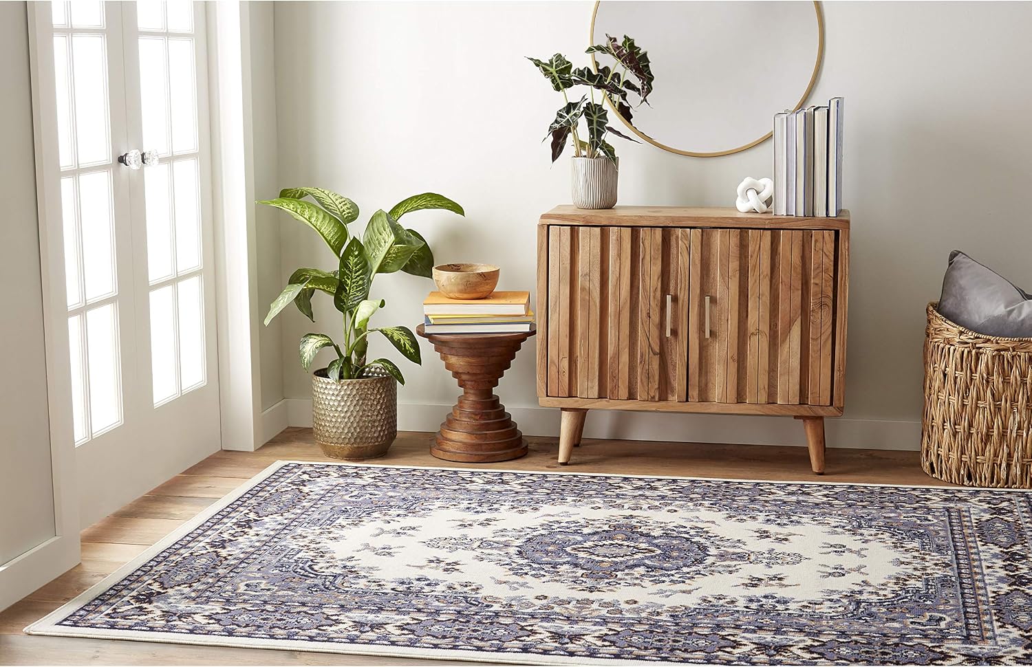Home Dynamix Premium Sakarya Traditional Medallion Border Area Rug, Ivory/Brown, 7'9"x10'8" Rectangle