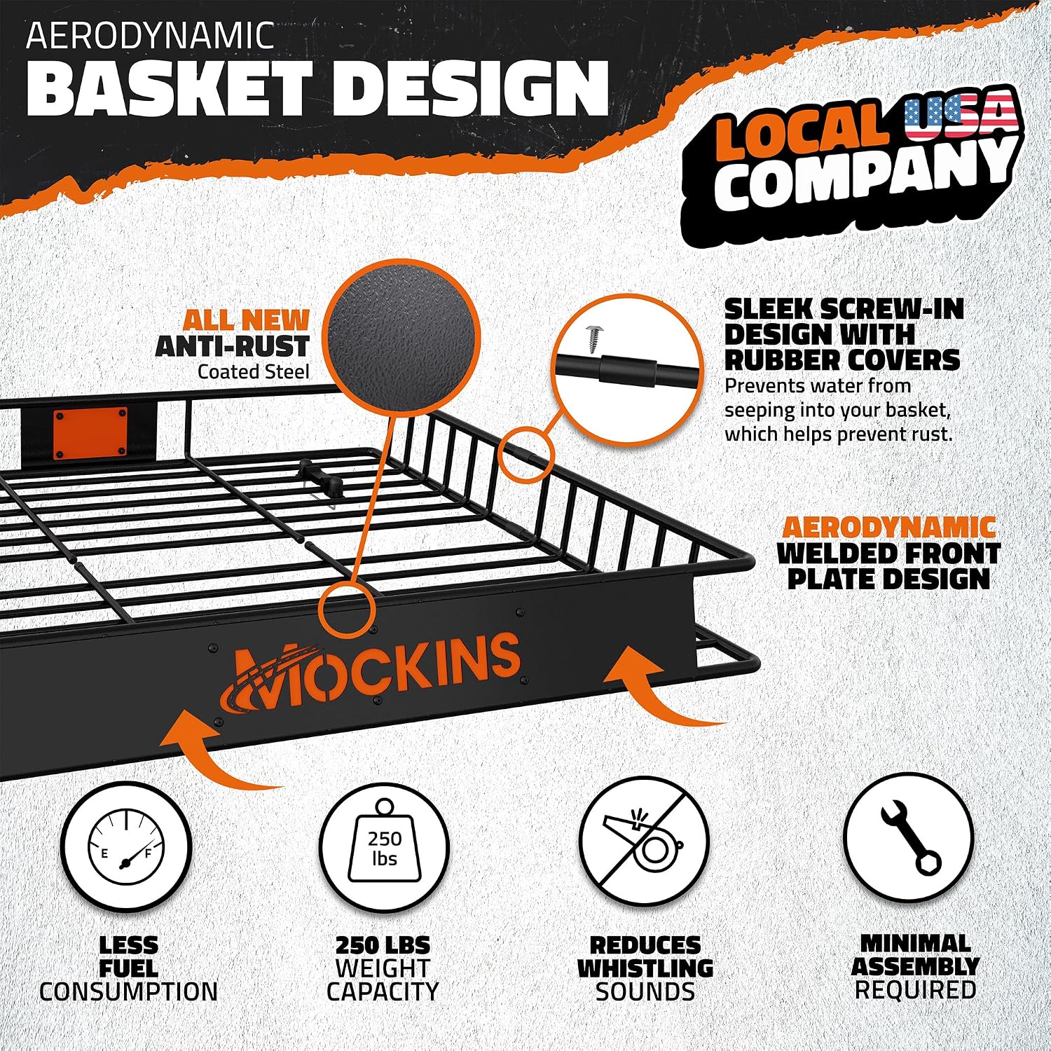 Mockins 90"x50"x5" XXL Heavy Duty Roof Rack Cargo Carrier w/ 250 Lbs. Cap | With 50 Cu Ft Waterproof Soft Vinyl Rooftop Cargo Bag | Roof Basket for