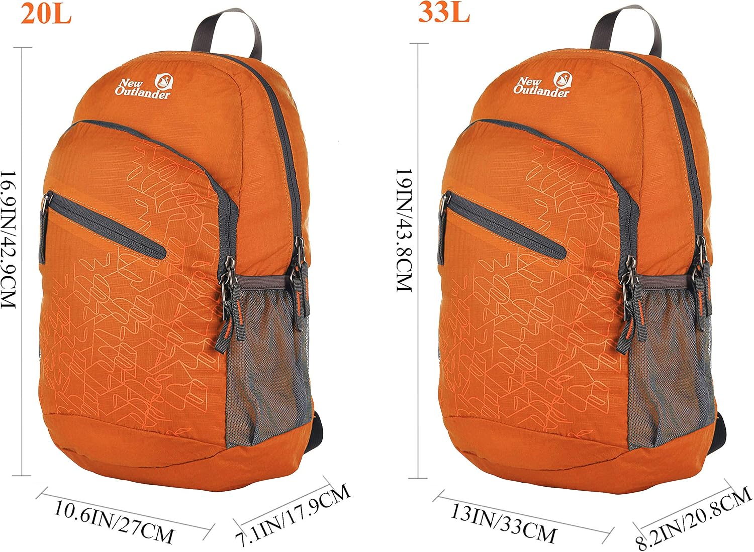 Packable Handy Lightweight Travel Hiking Backpack Daypack-Orange