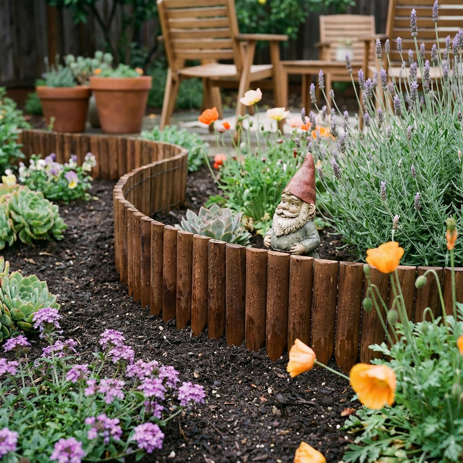 WORTH Wooden Edging for Landscaping, Flexible Garden Lawn Border 8" x 42"
