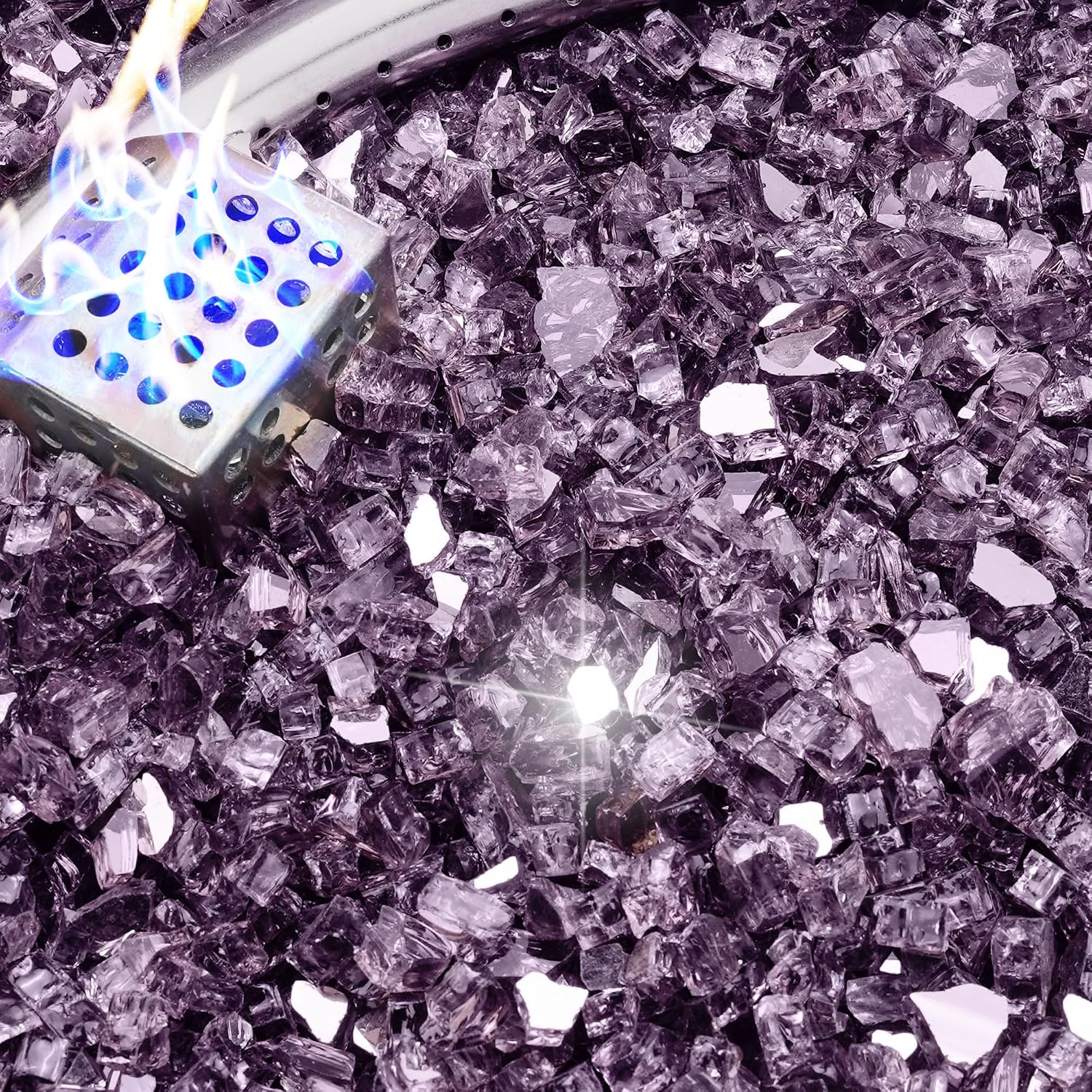 NUPICK 20 Pound Fire Glass, 1/2 Inch Reflective Fire Pit Glass