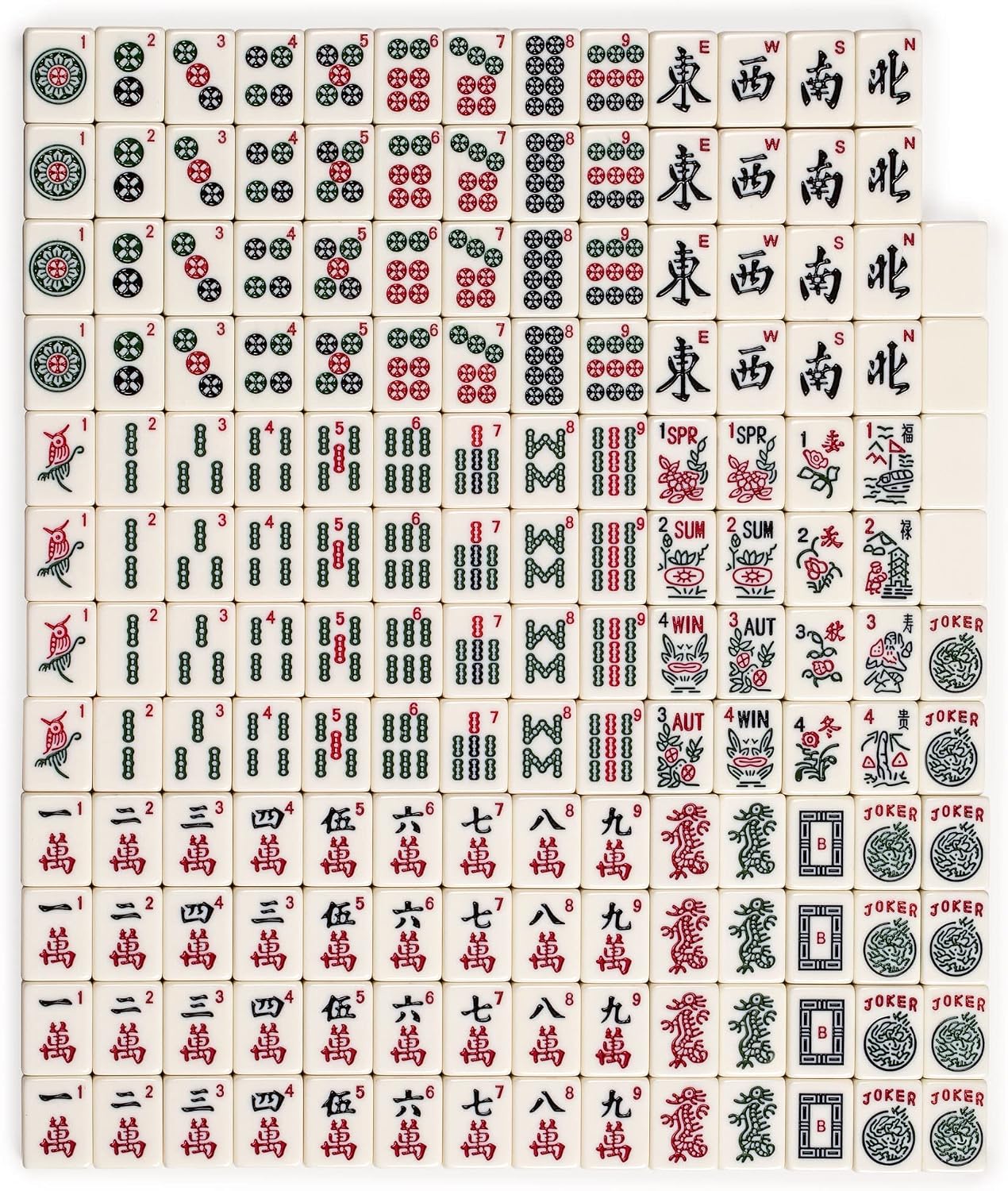 Yellow Mountain Imports American Mahjong Set, Mojave (Ivory) with Brown Soft Case, All-in-One Racks with Pushers, Wright Patterson Scoring Coins, Dice, & Wind Indicator